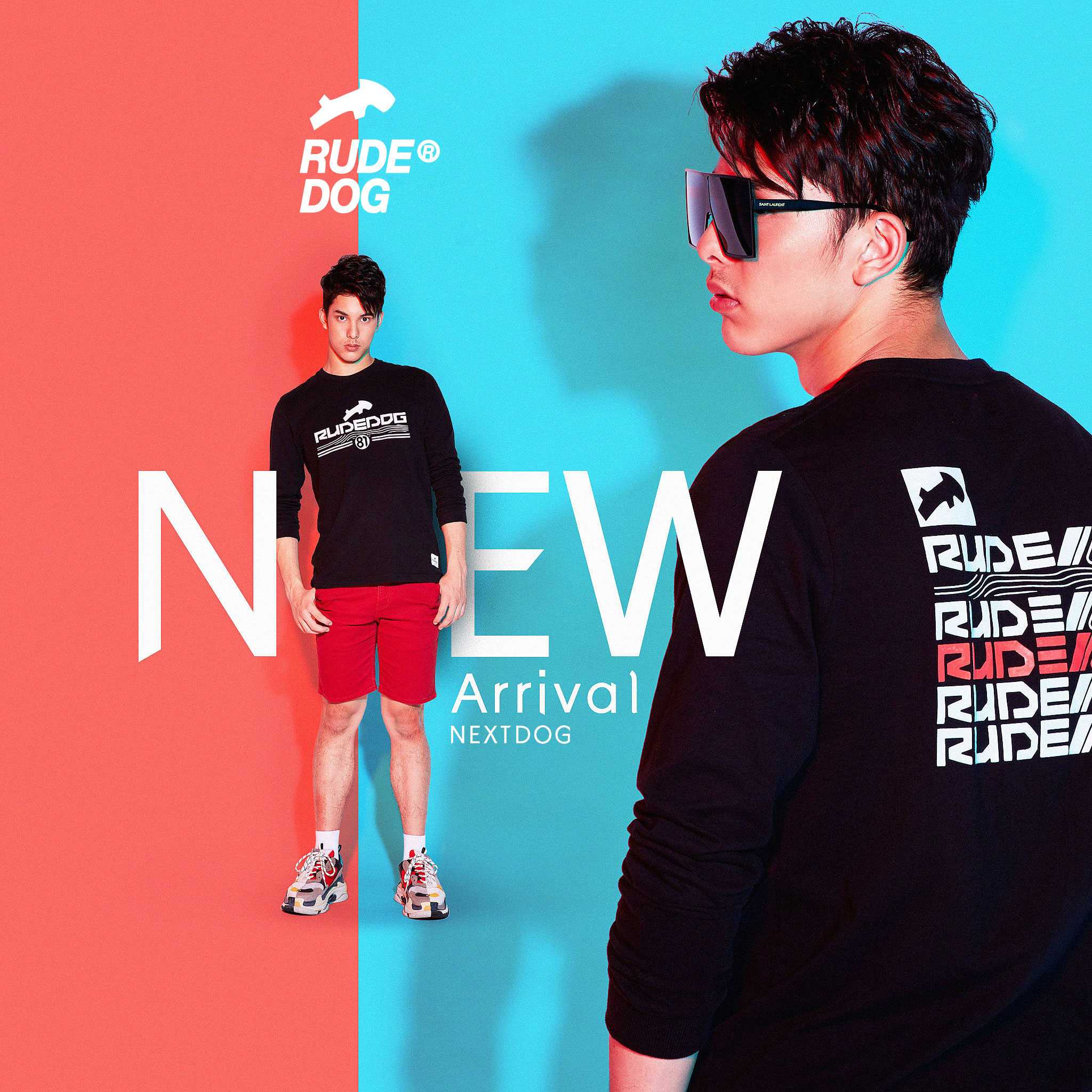 Sale  ล้างสต็อก  Rudedog เสื้อยืด แขนยาว  รุ่น NEXT DOG  มีสกรีนด้านหลัง