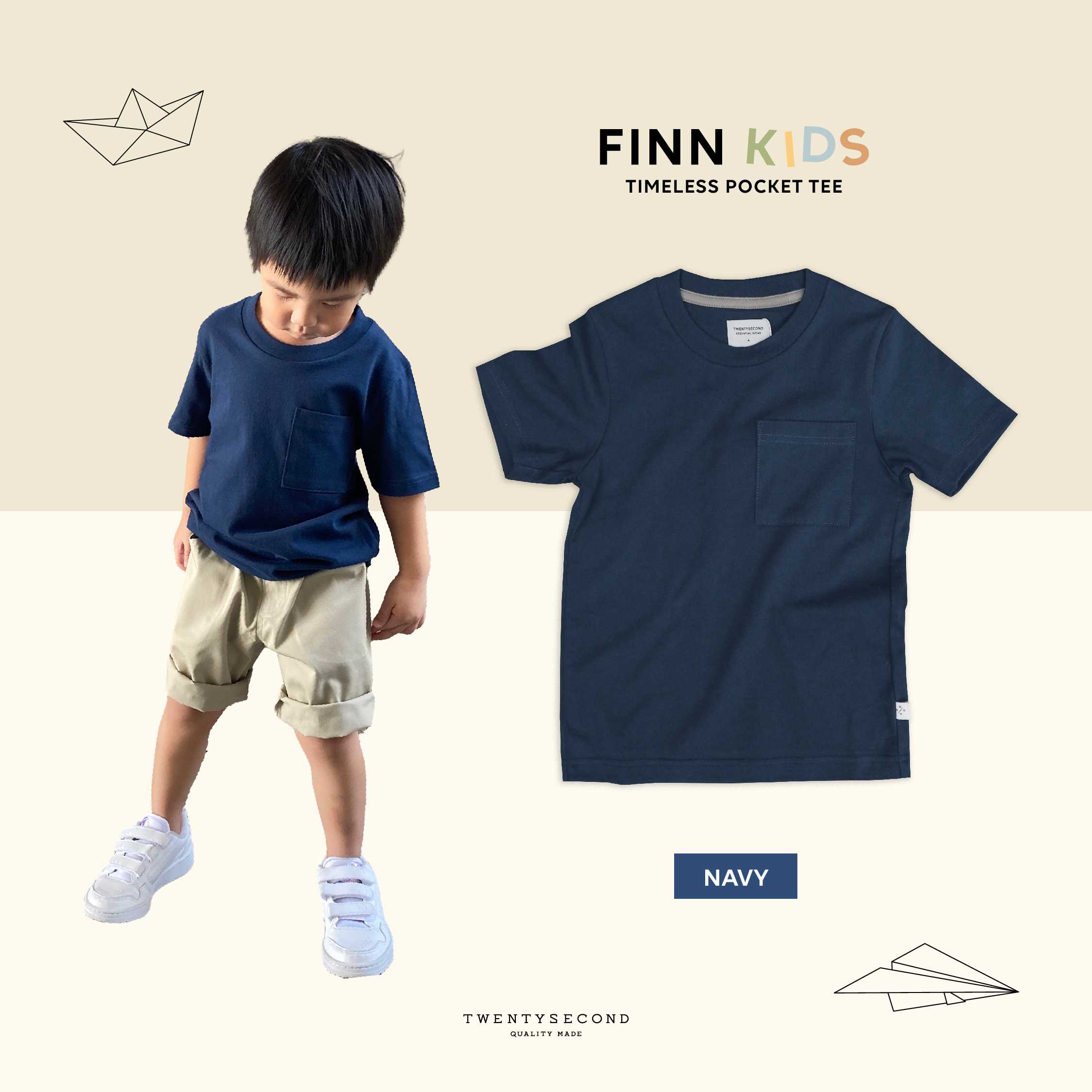 FINN KIDS POCKET TEE - NAVY