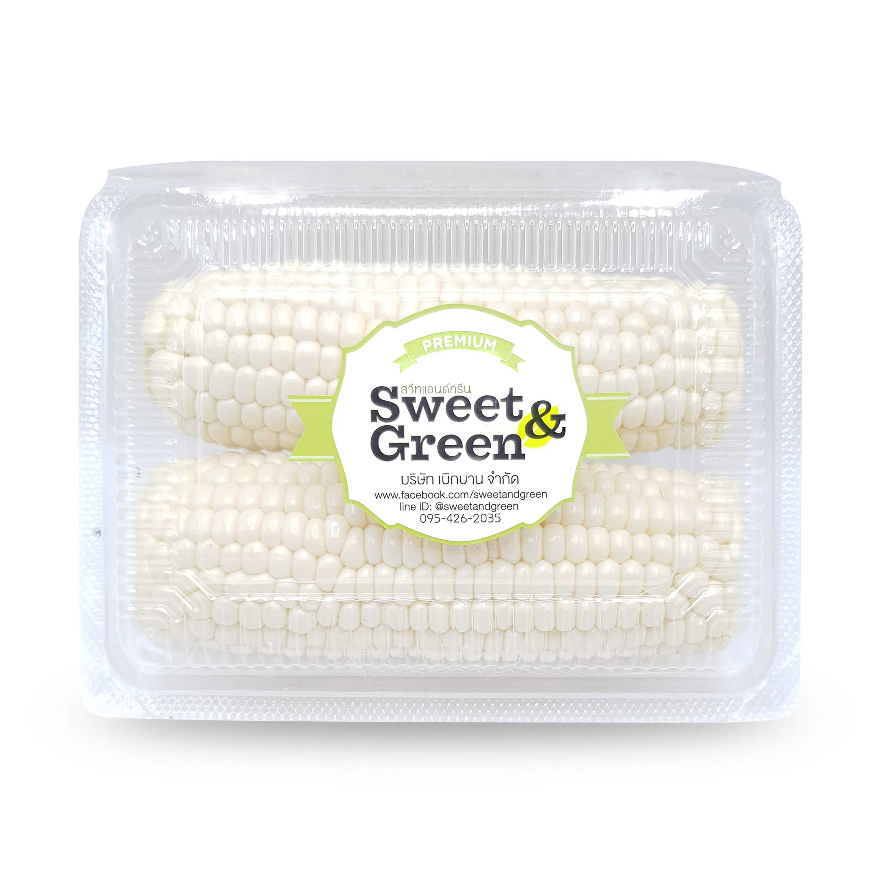 ข้าวโพดเพียวไวท์ ตัดแต่งแพ็คใส่กล่อง (Cutting Pure white sweet corn)