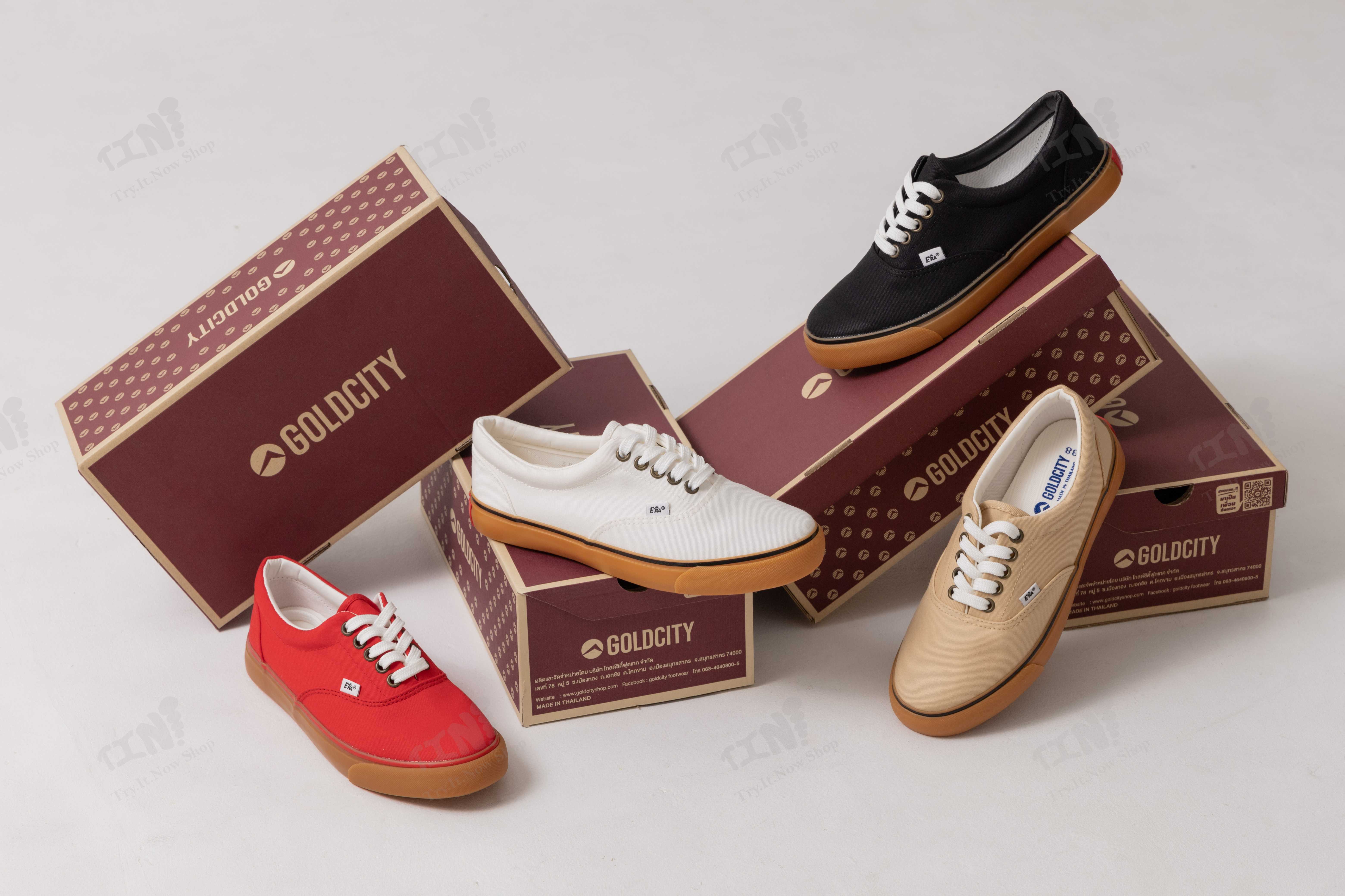 Gold city รุ่นNO501 รองเท้าผ้าใบพื้นยางดิบ ทน กันลื่น(พร้อมกล่อง)