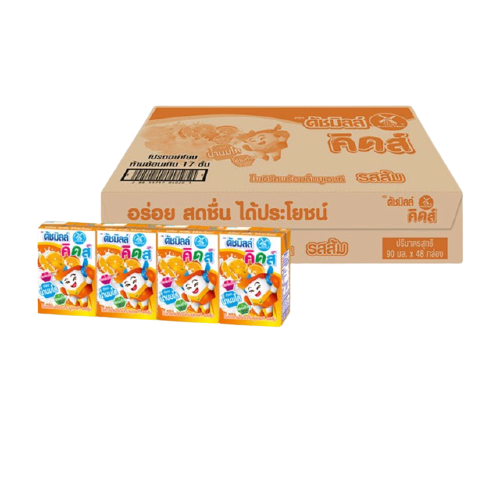 (ยกลัง) ดัชมิลล์คิดส์ นมเปรี้ยว รสส้ม 90 มล. x 48 กล่อง (20-28-01-02), 28851717040201 (07)