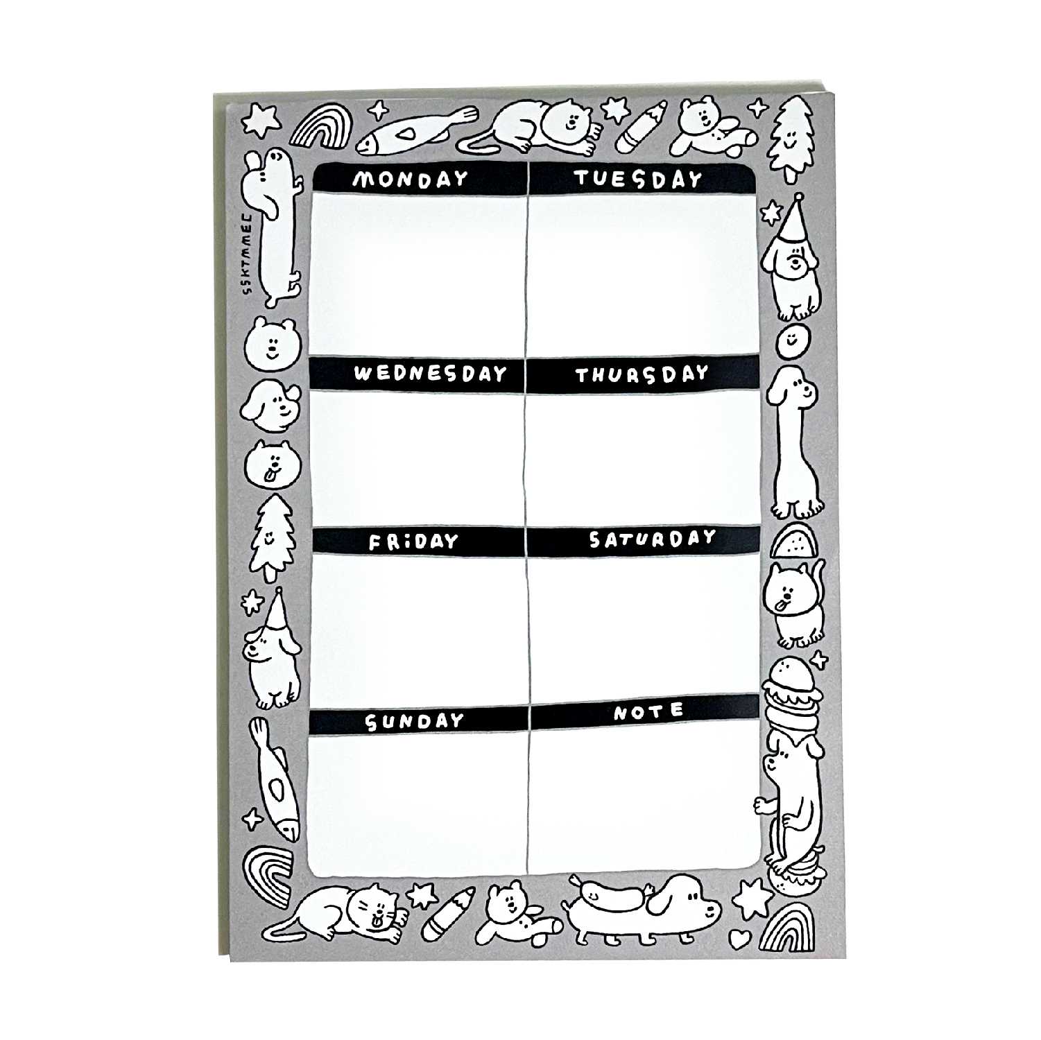 a6 notepad - B&W weekly plan