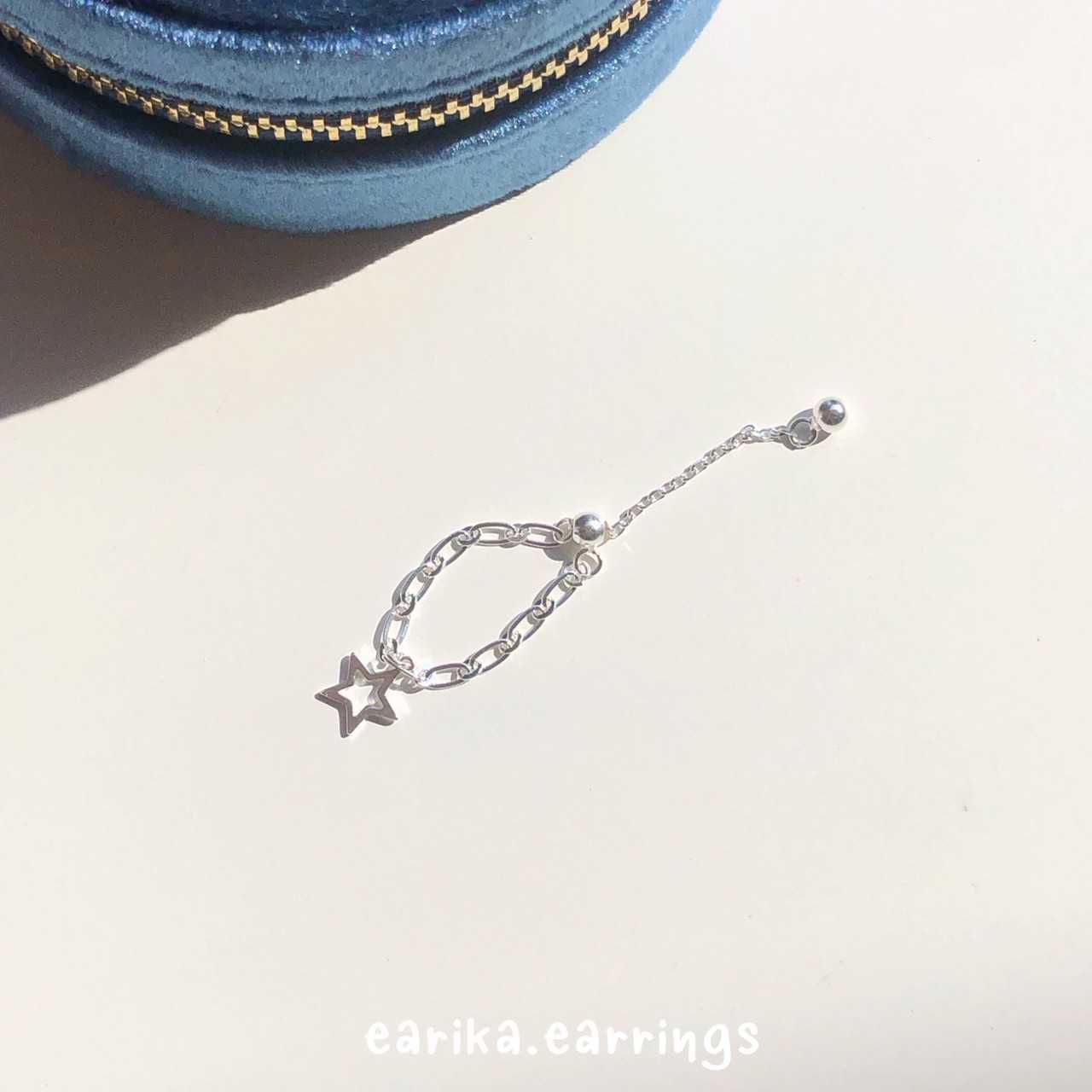 earika.earrings - comet ring แหวนสายโซ่จี้ดาวแบบรูดเงินแท้ ฟรีไซส์ปรับขนาดได้