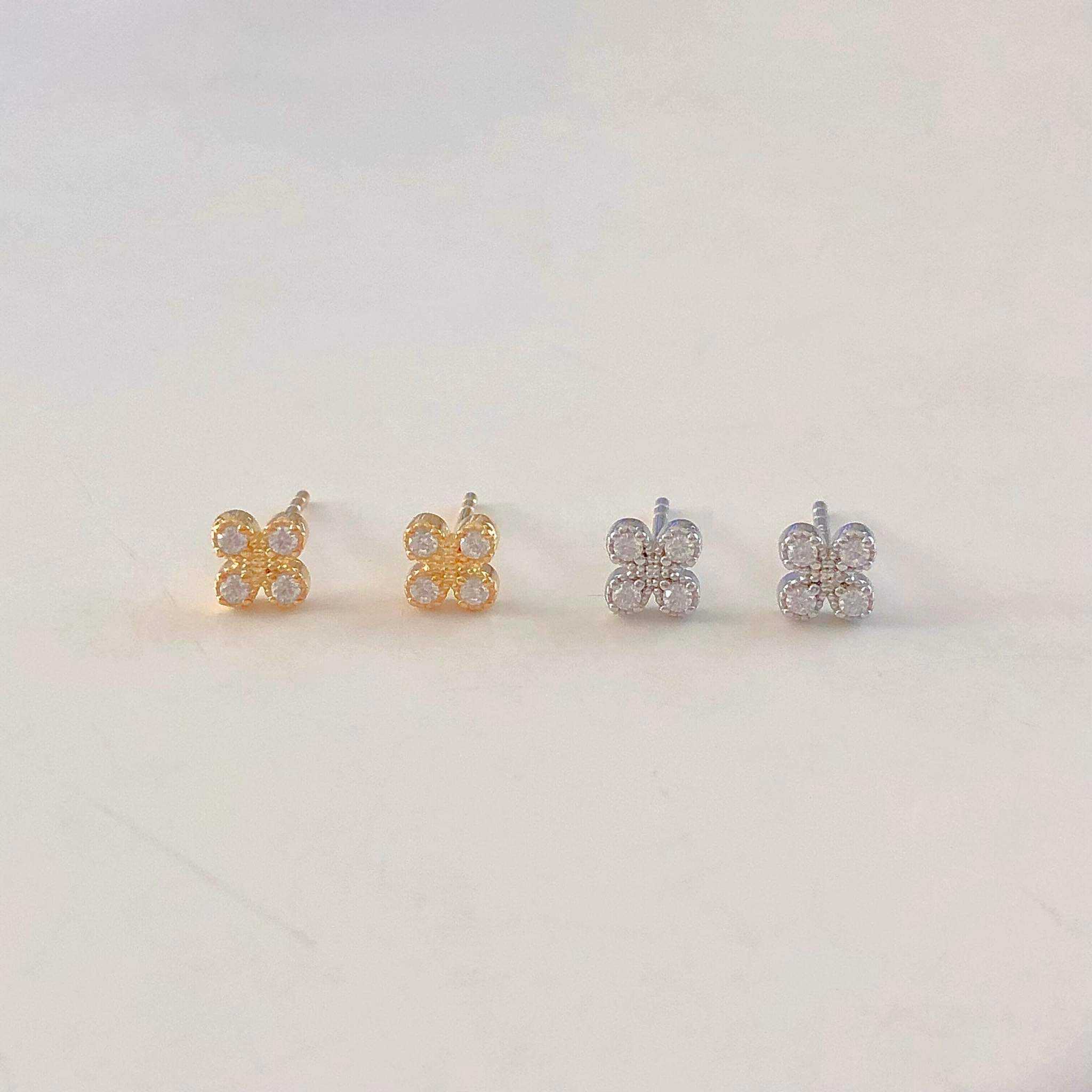 Winterwinter Jewelry Silver925 : ต่างหูเงินแท้ เพชรรูปดอกไม้ สไตล์เกาหลี ใส่ได้ทุกโอกาส