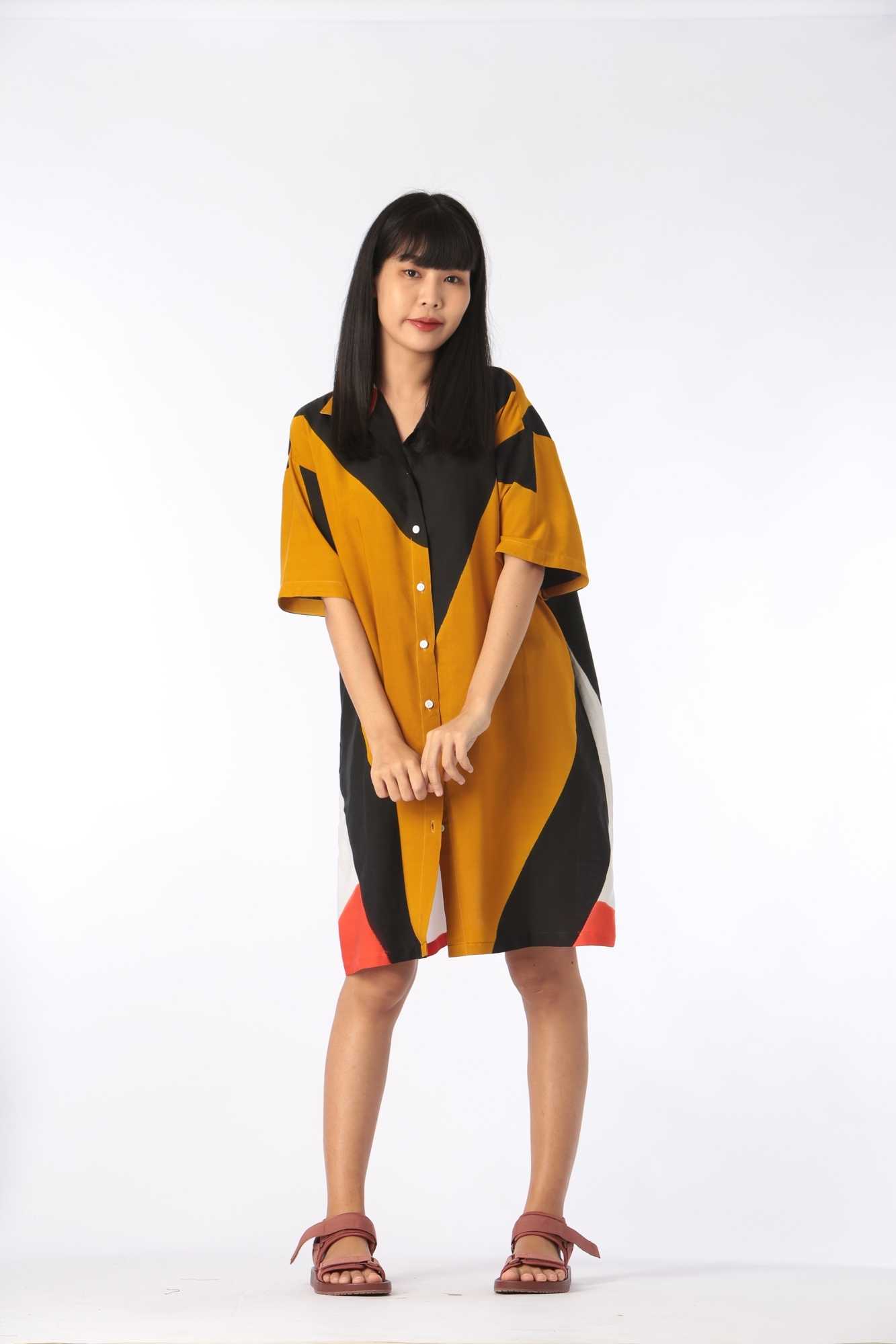 (Pre-order) Shirt Dress Cotton Hand paint