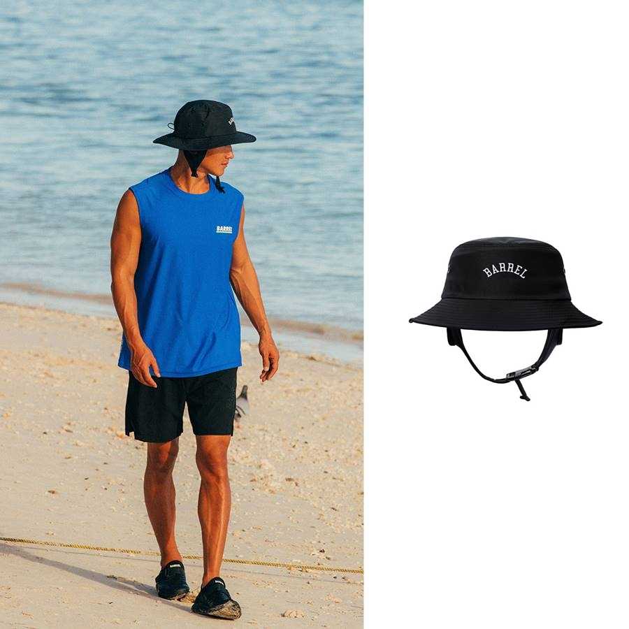 Surf Bucket Hat หมวกเซิร์ฟ หมวกโต้คลื่น พร้อมสายรัดคาง BLACK