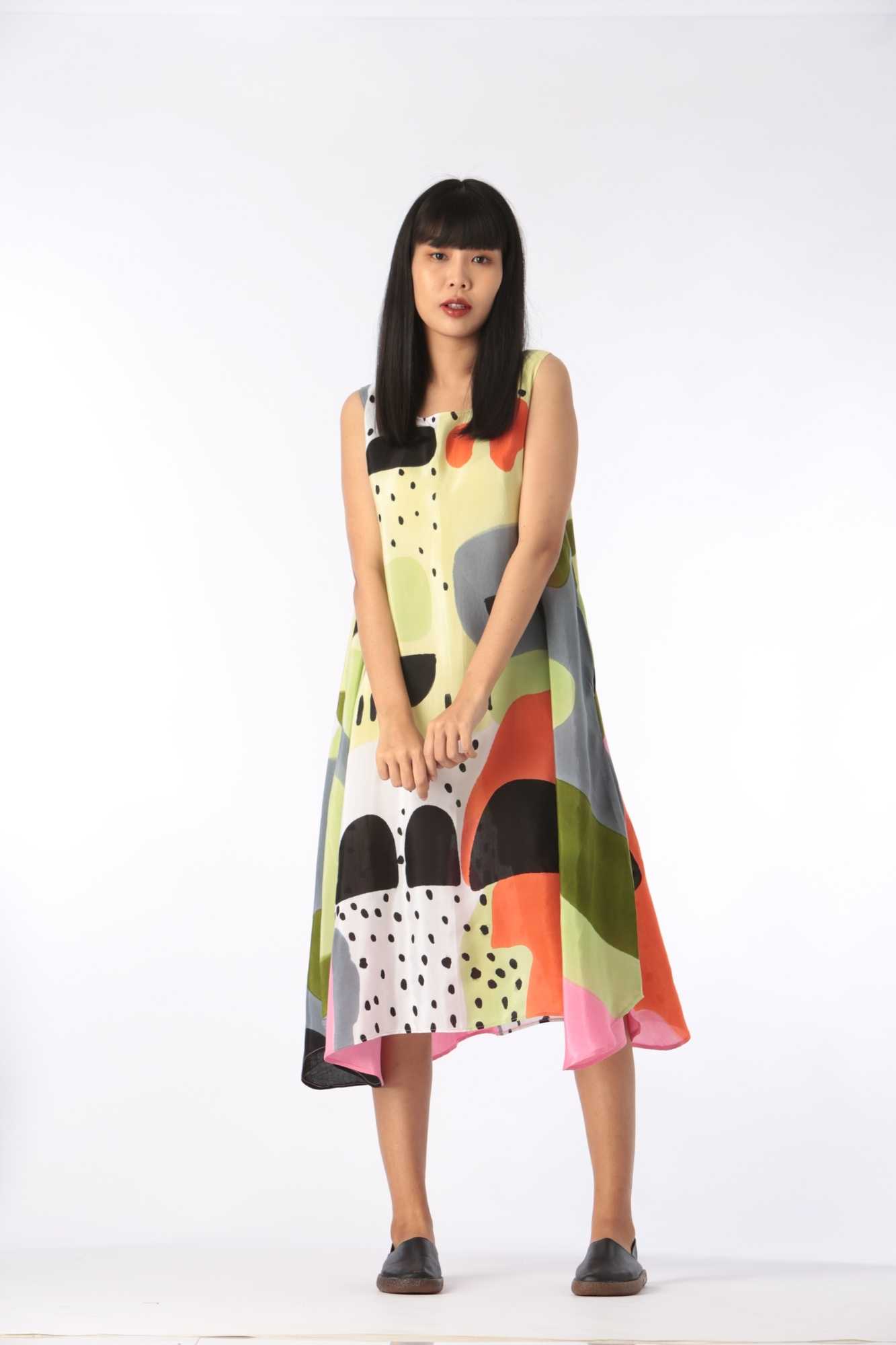 (Pre-order) Sac Sleeveless Dress Cotton Silk Hand paint