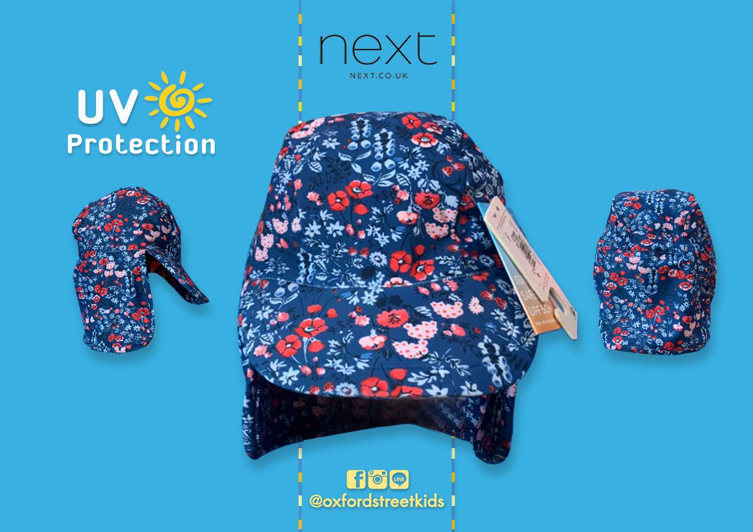 𝐒𝐀𝐋𝐄❗️ [3-9M] Next Floral Swim Legionnaire Hat UV Protection หมวกว่ายน้ำเด็ก ป้องกันแสงแดด