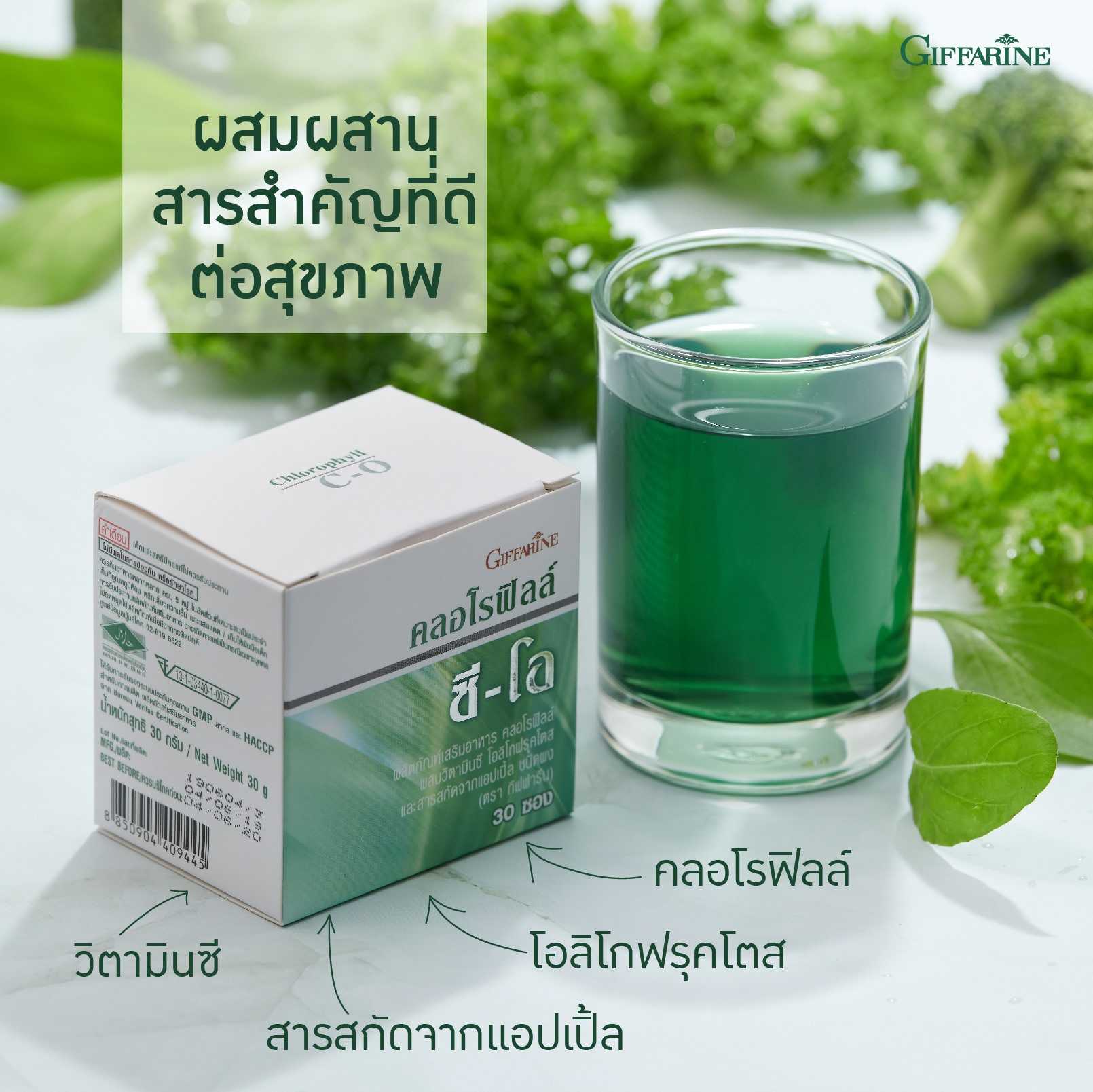 คลอโรฟิลล์ ซีโอ ดีท็อกสารพิษ ผิวใส ขับถ่ายสะดวก Giffarine Chlorophyll C-O GuruAew #อาหารเสริม