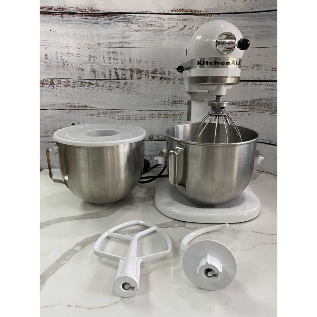 เครื่องผสมอาหาร มือสอง KitchenAid Heavy duty 2 โถ สีขาว white 4.8 L มีฝาครอบพลาสติก สภาพ 90%