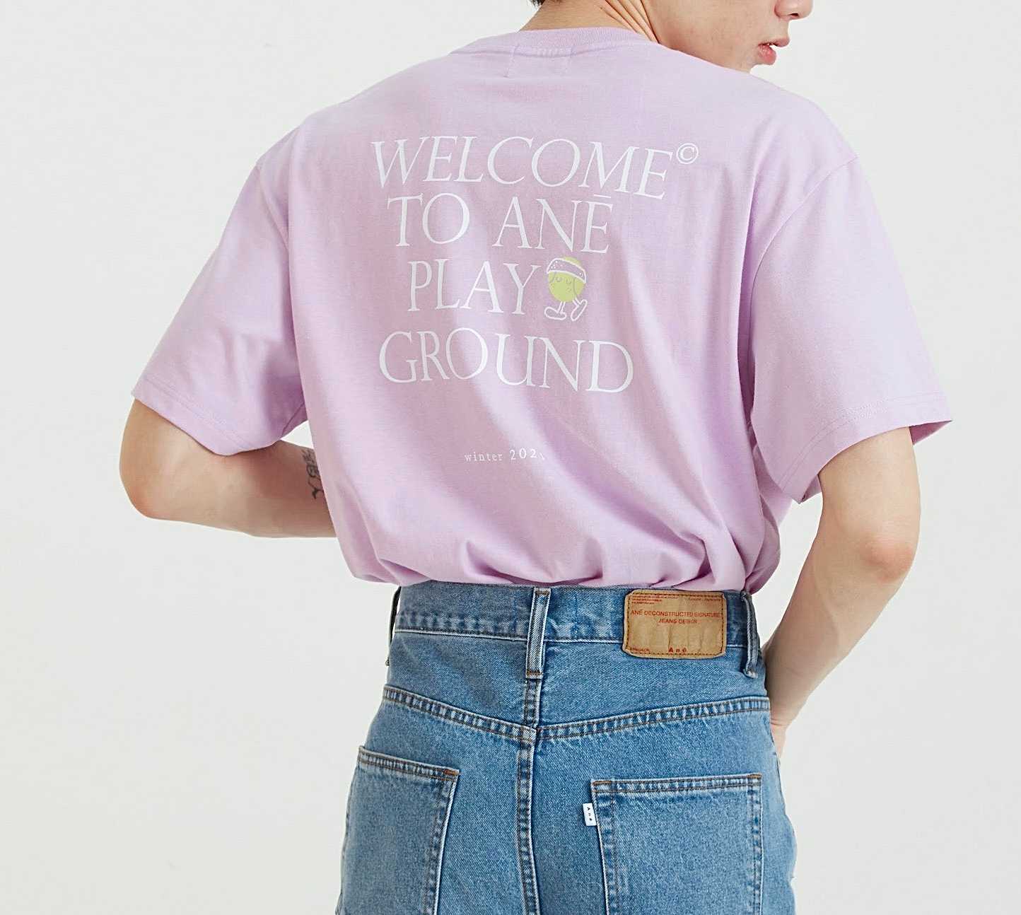Anē welcome tee ,rhapsodyสื้อยืด unisex สีชมพูม่วง ane.wear