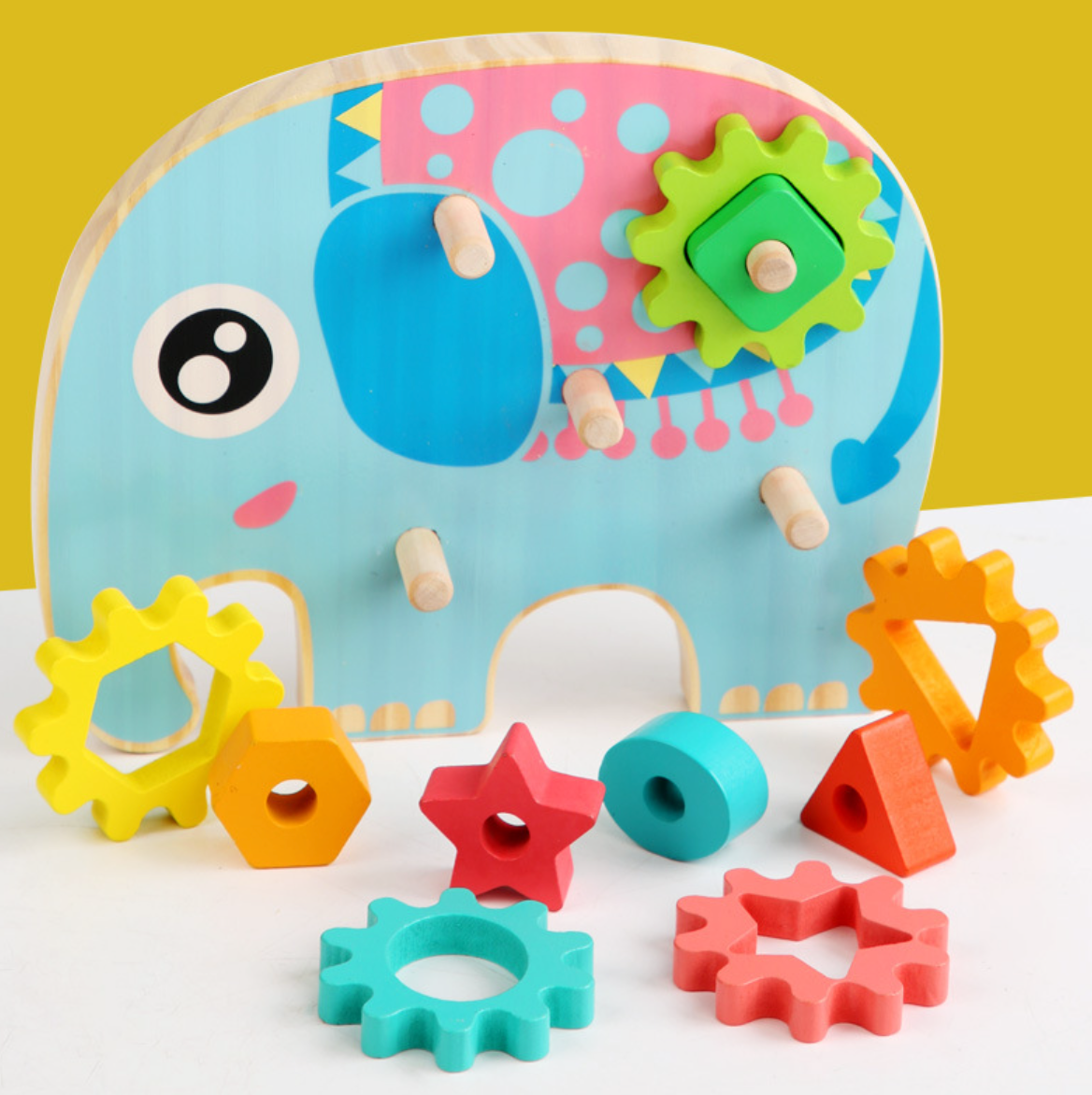 education children's color wooden gear and puzzle game