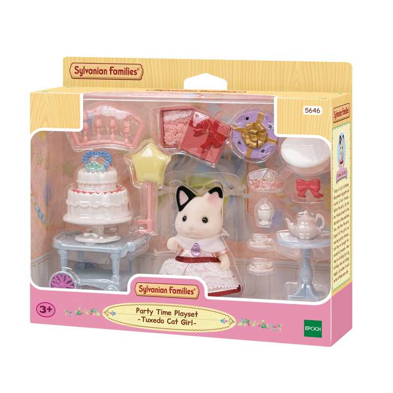 Sylvanian PartyTime Playset -Tuxedo Cat Girl ซิลวาเนียนแฟมิลี่ ชุดปาร์ตี้ไทม์และเด็กหญิงทักซิโด้แคท