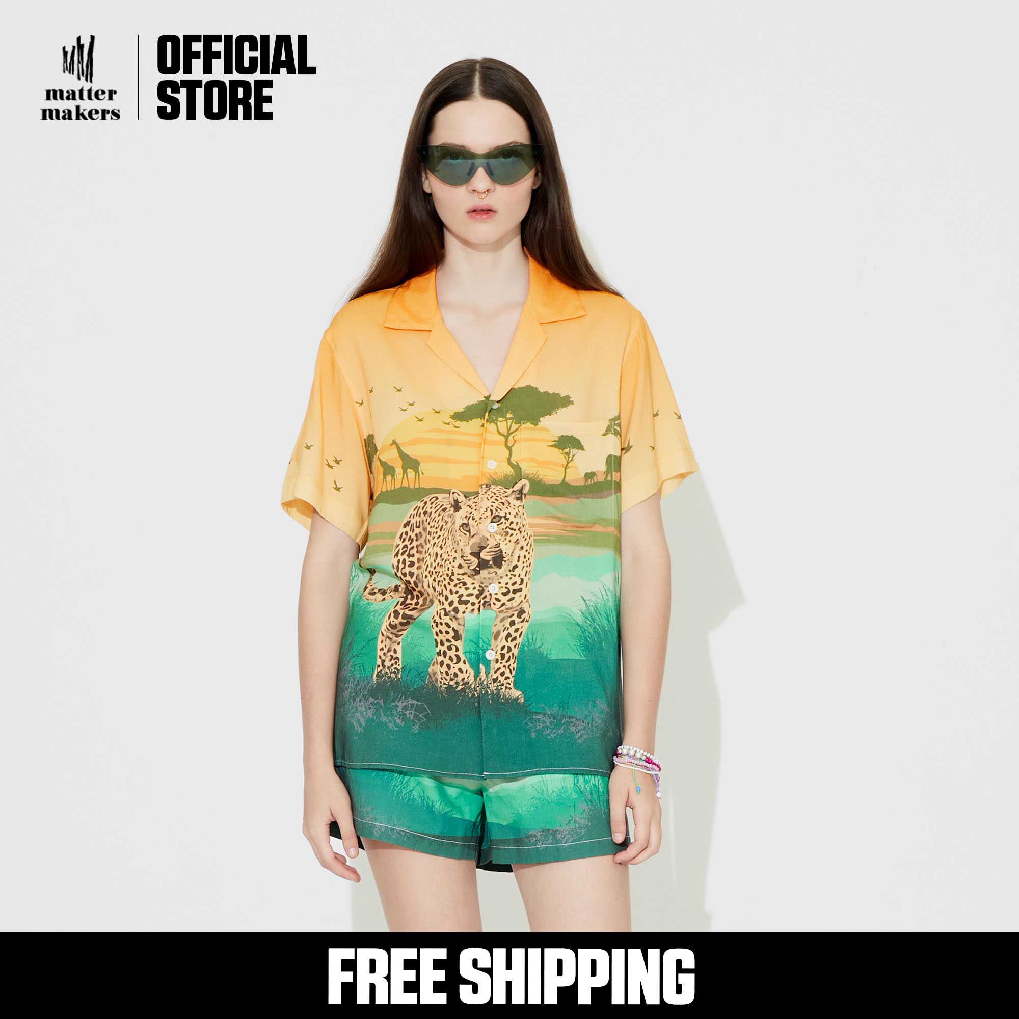 Safari Print Hawaii Shirt (Orange)