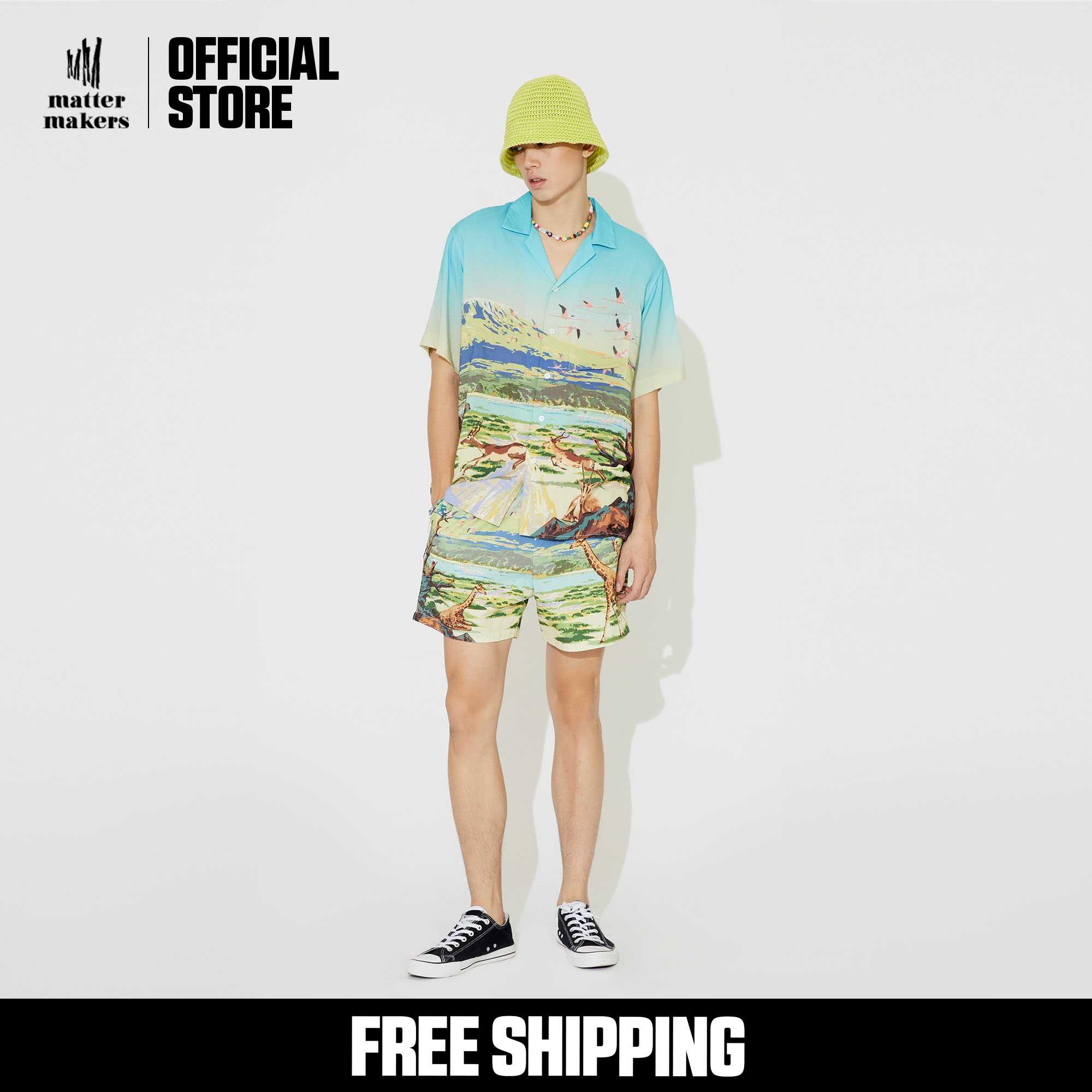 Safari Print Shorts (Blue)