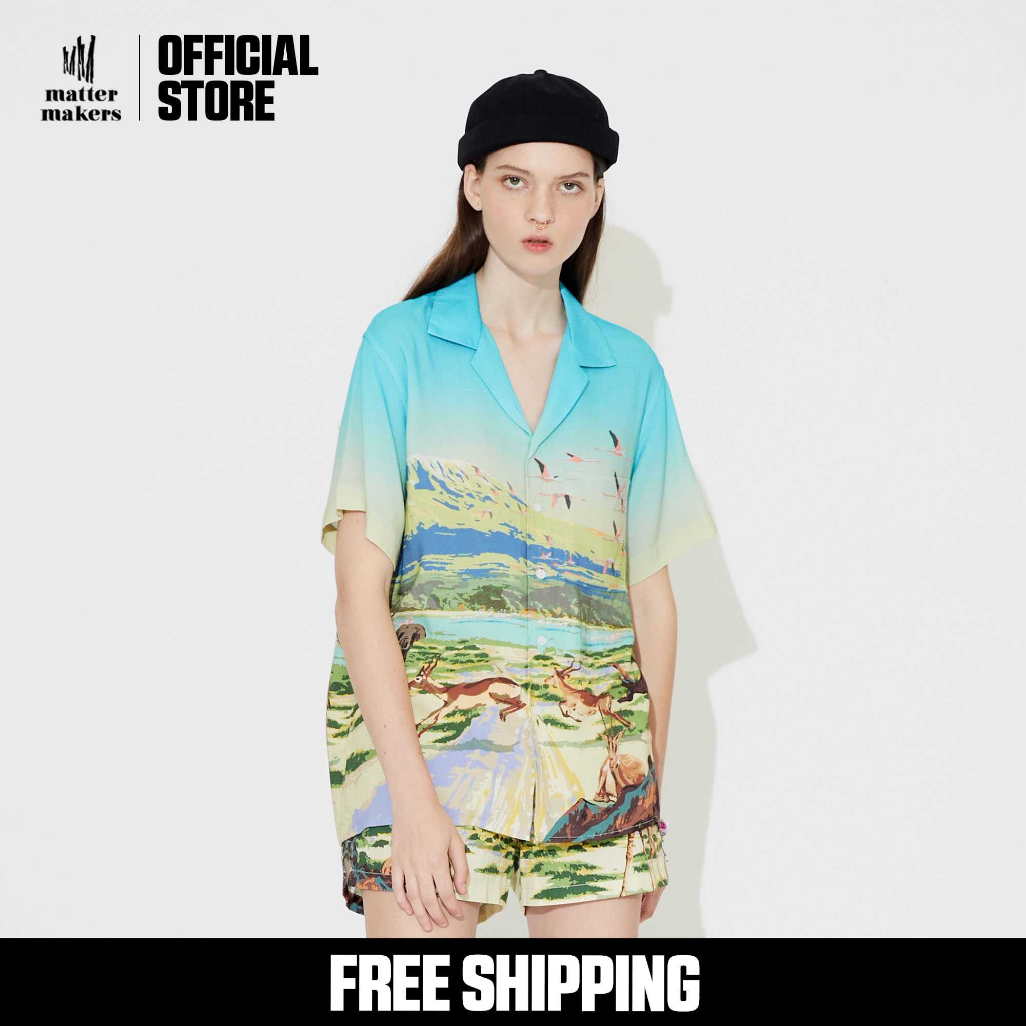 Safari Print Hawaii Shirt (Blue)