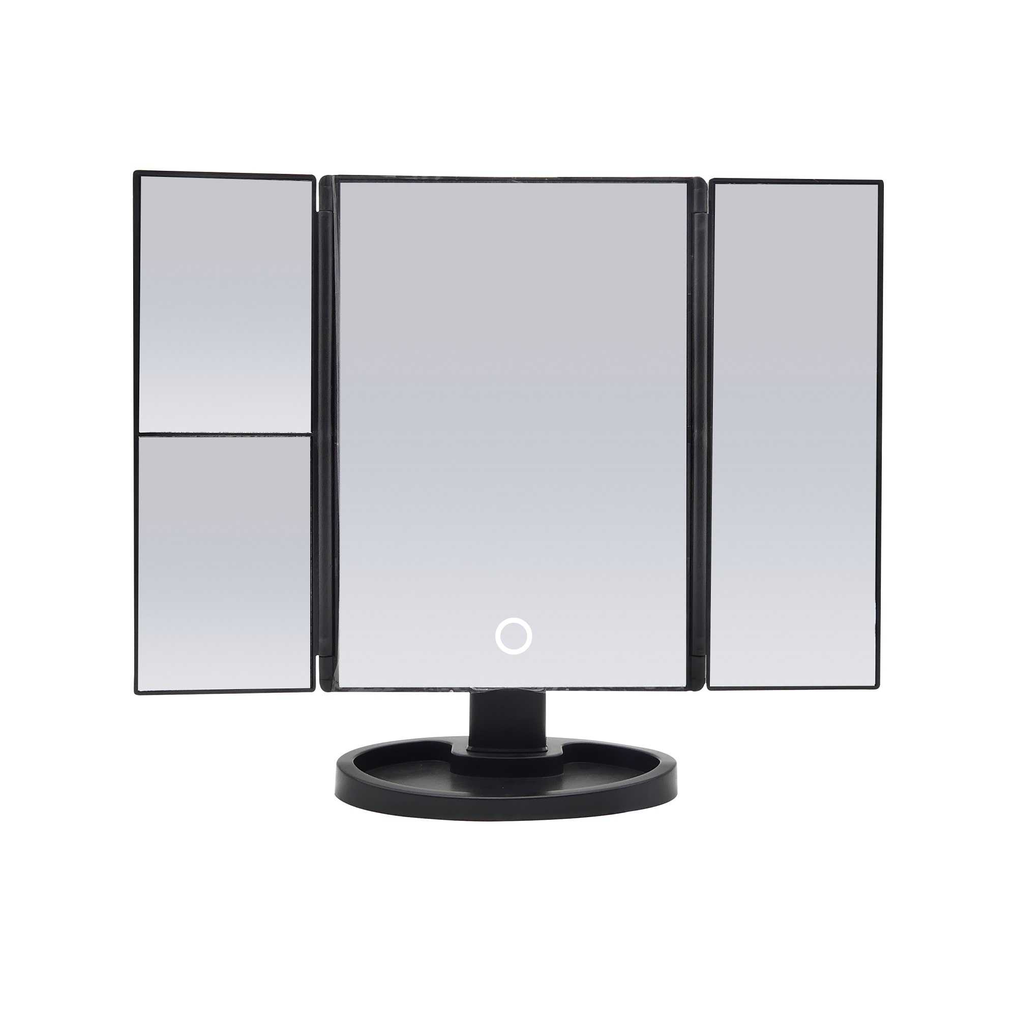 กระจกแต่งหน้า แบบพับ ตั้งได้ พร้อมไฟ LED Black XR-568