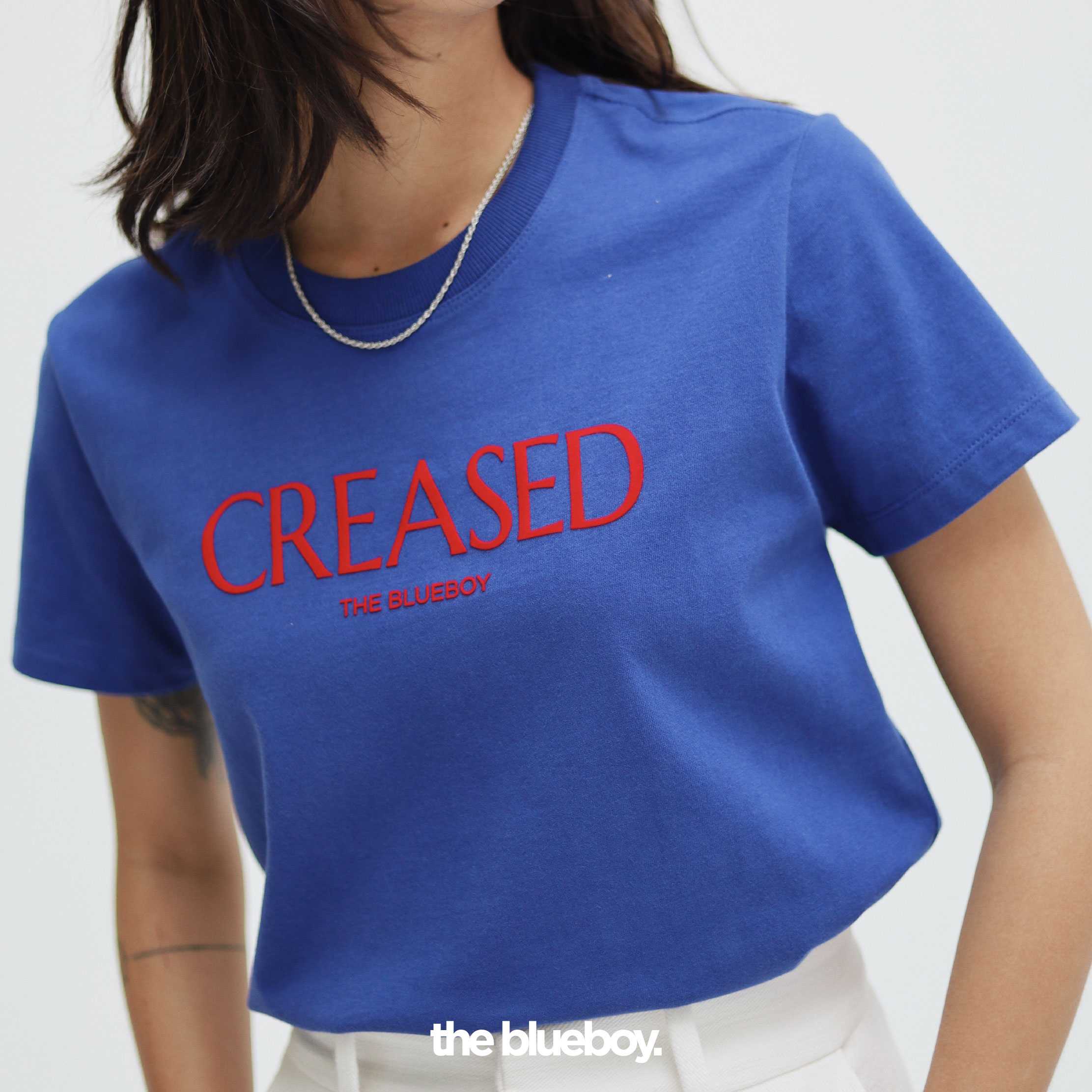 Creased 'Slim-Fit' Tee in Royal Blue