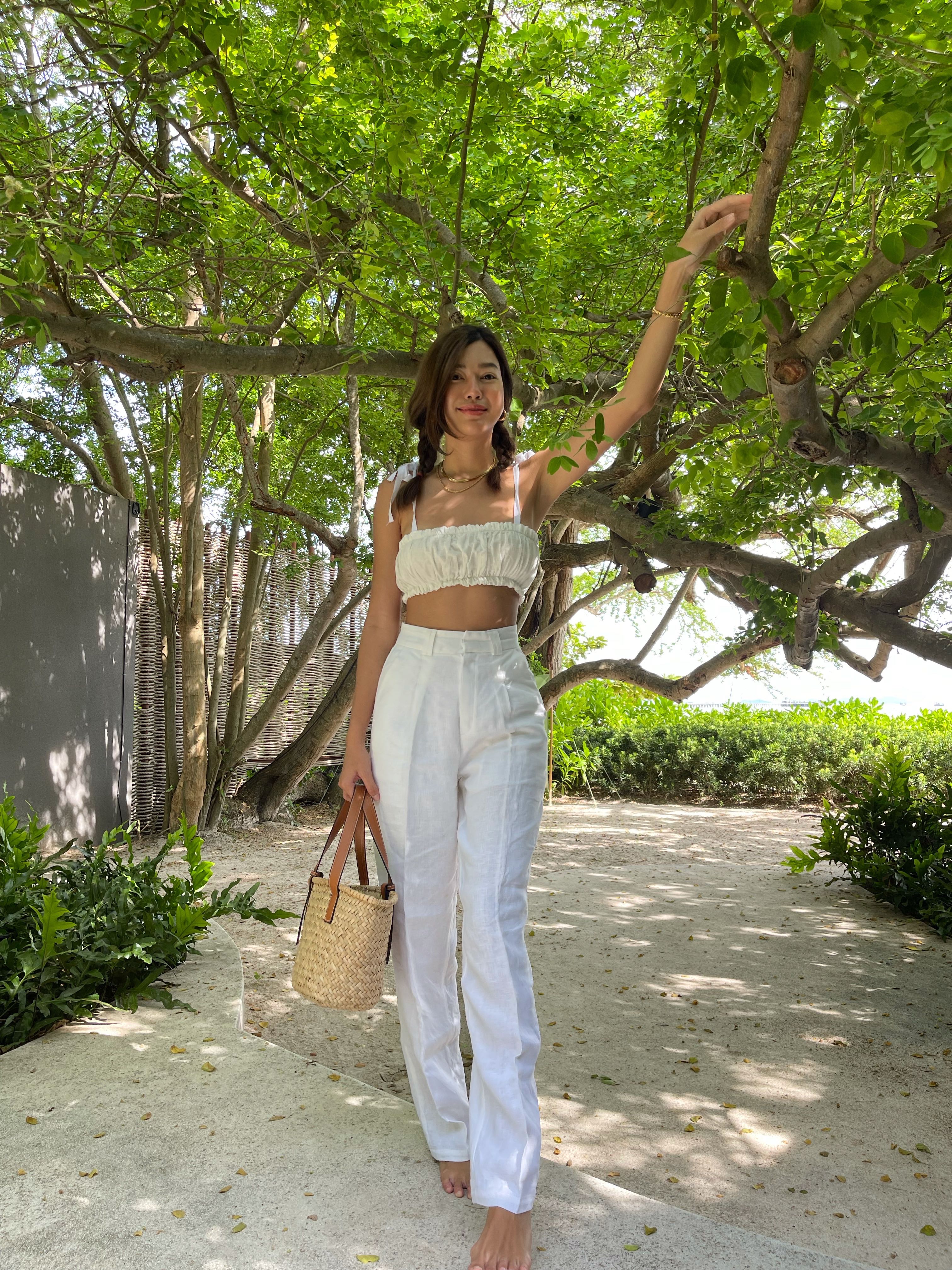 Picnic linen high waist pants