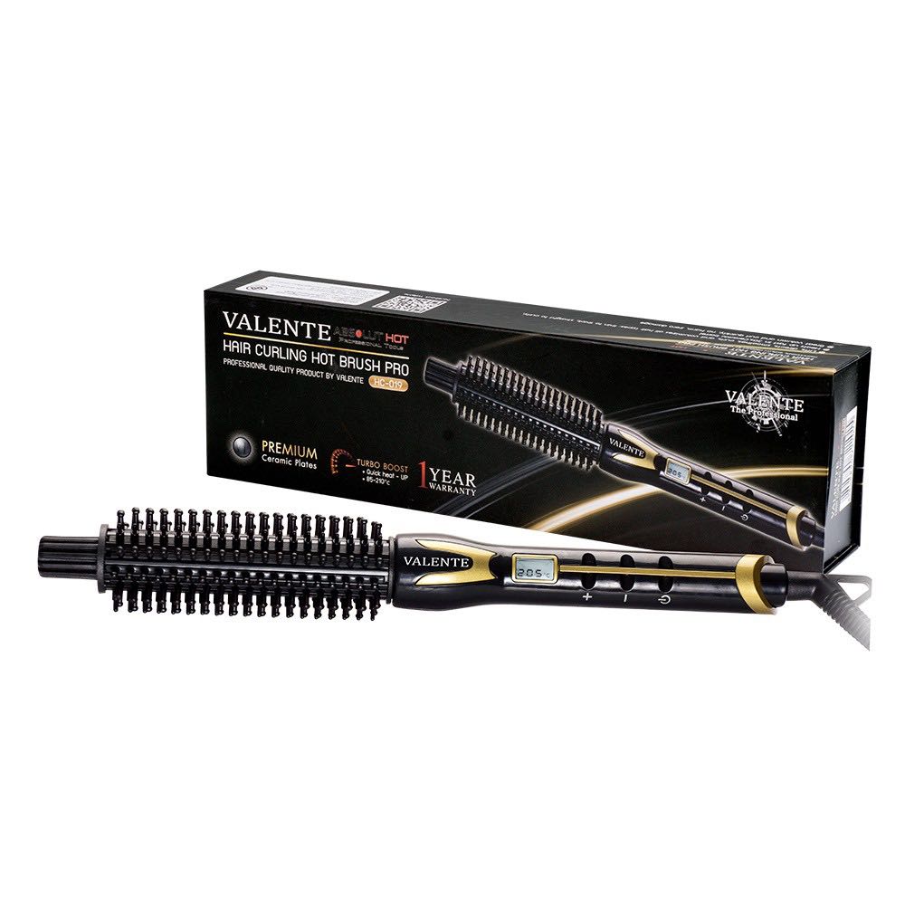 [สินค้าตัวอย่าง ห้ามซื้อ] VALENTE เครื่องม้วนผมไฟฟ้า แปรงหวี ปรับอุณหภูมิได้ 80-210 องศา รุ่น HC-019