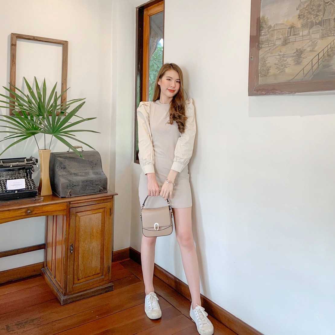 [พร้อมส่ง] เดรสสไตล์เกาหลี ชิคๆ ผ้ายืดใส่สบาย | QS199