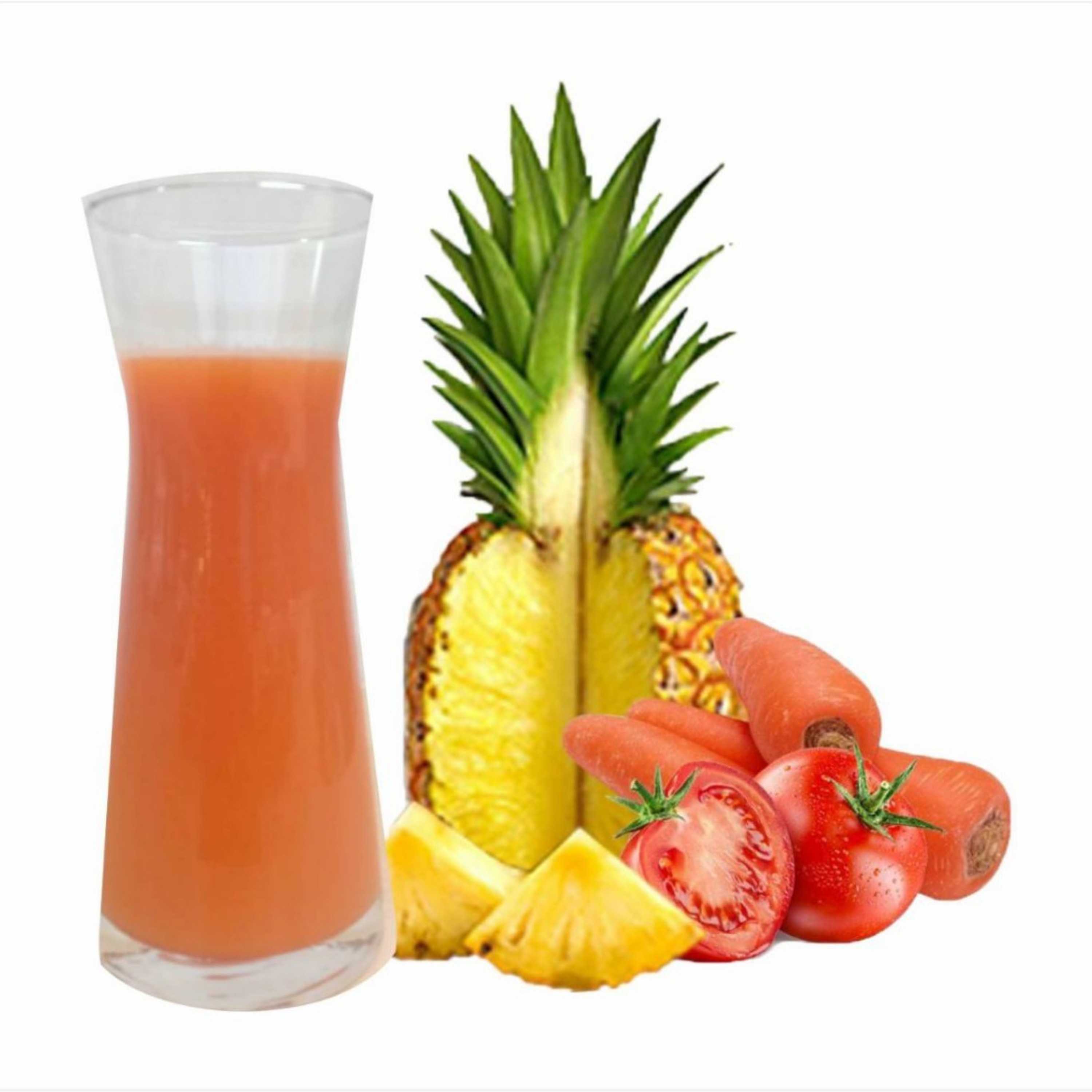 น้ำผลไม้สกัดเย็น 100 % ( แครอท+มะเขือเทศ+สับปะรด) Carrot + tomato + pinceapple