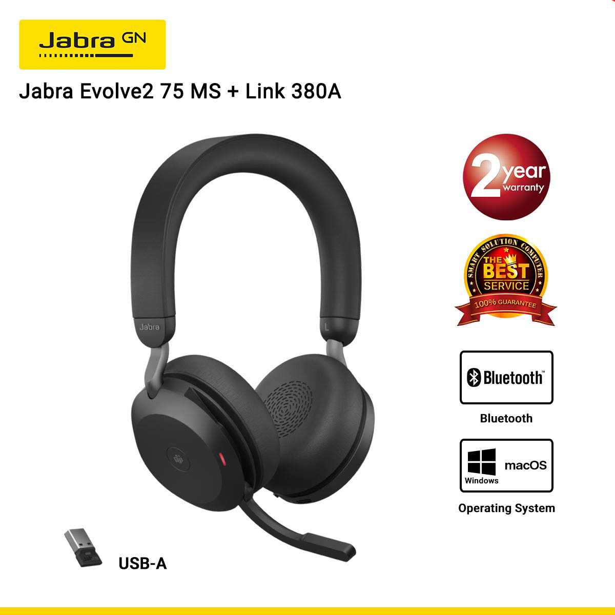 Jabra Evolve2 75 MS + Link 380A Stereo Black (JBA-27599-999-999)