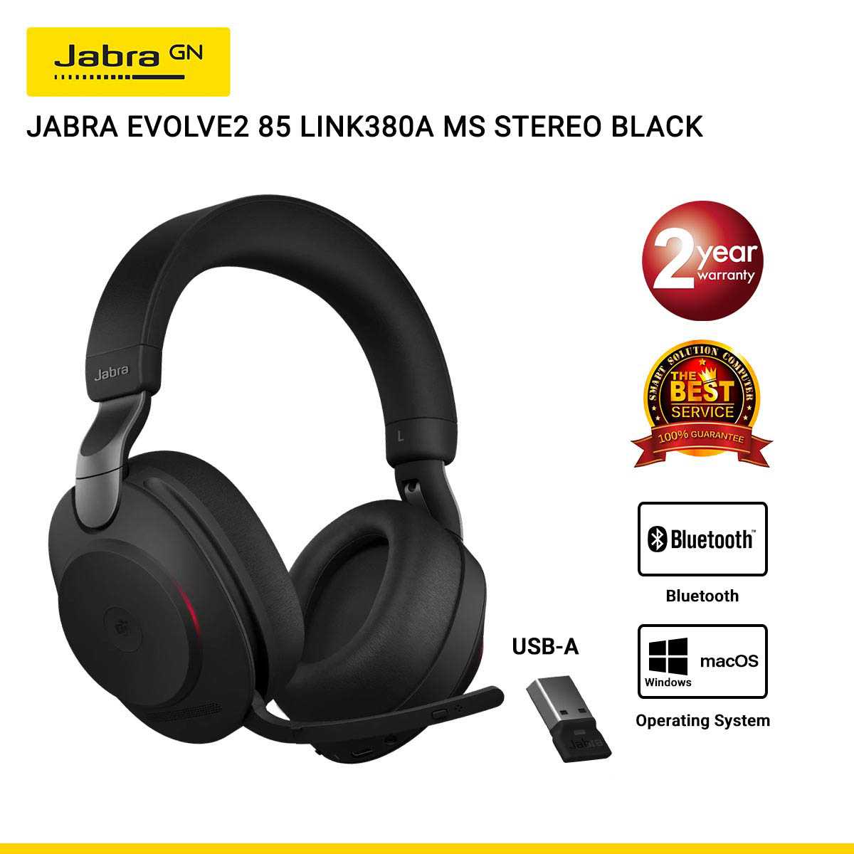 Jabra Evolve2 85 MS Link 380A Stereo USB-A (JBA-28599-999-999)