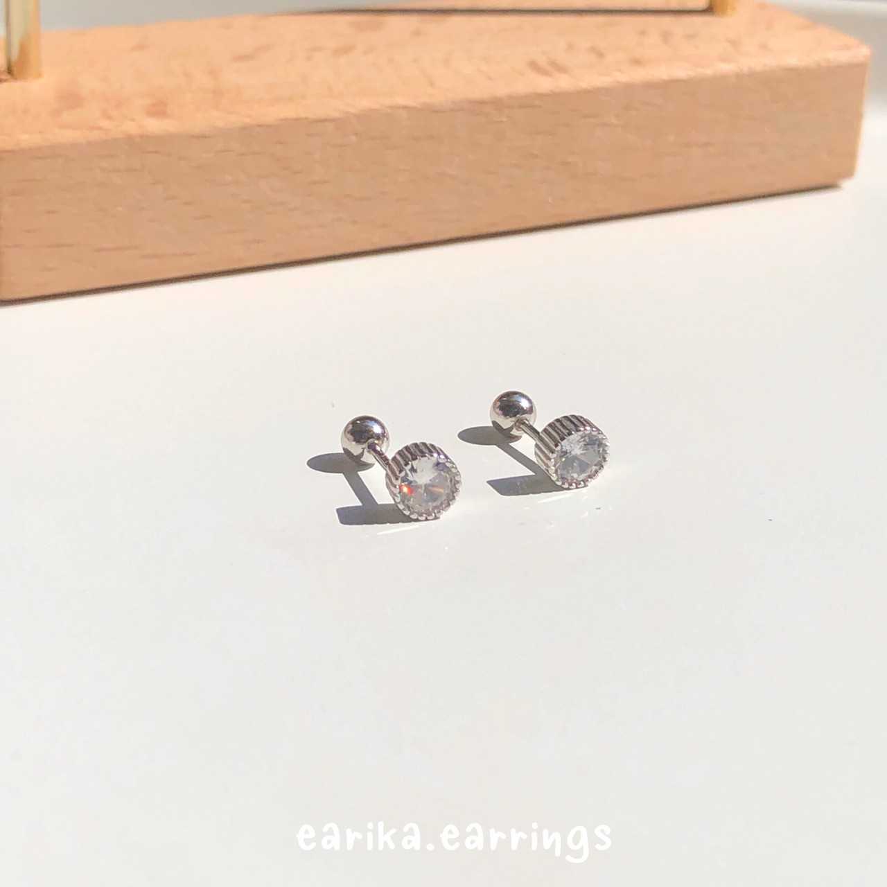 earika.earrings - venti round gemstone piercing จิวหูเงินแท้จี้เพชรเม็ดกลม (ราคาต่อชิ้น)