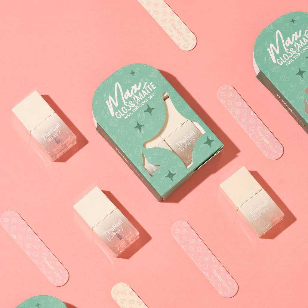 ✨ท็อปกึ่งเจลเคลือบเงาและด้าน TheNailBakery Max Gloss Matta Nail Top Coat Set✨