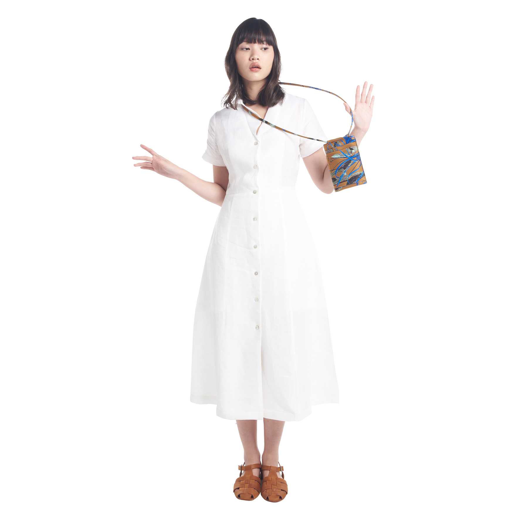 PHKA X OMT - Phone Pouch : Spider Lily Grid - Brown