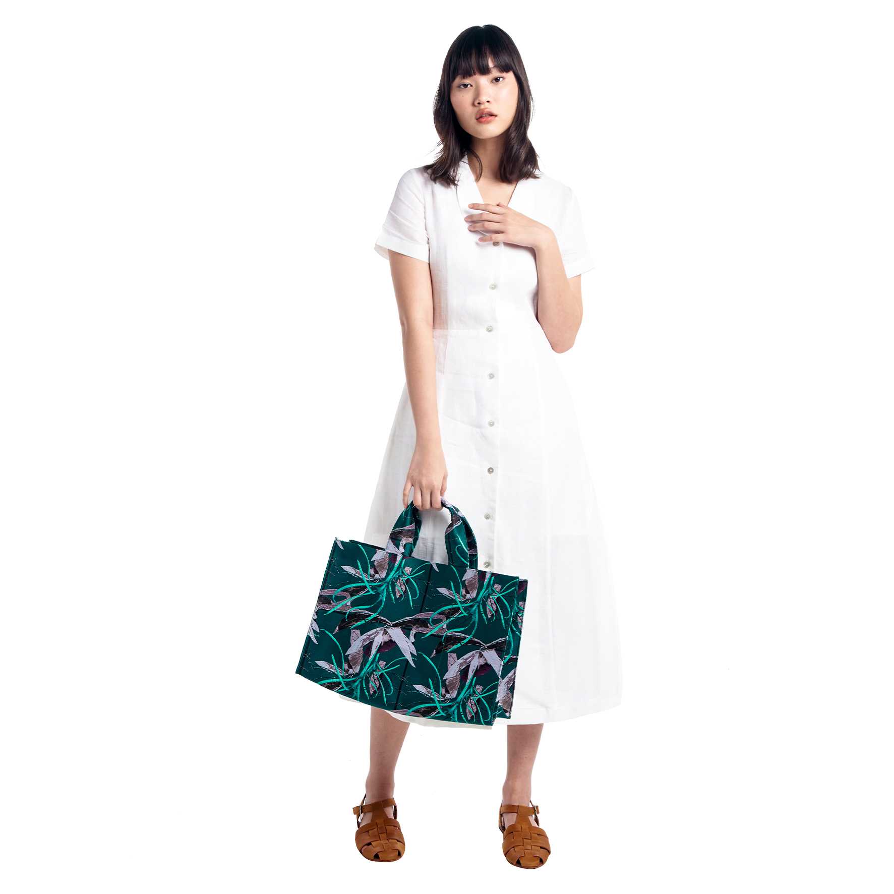 PHKA X OMT - Tote Bag Size M : Spider Lily Grid - Green