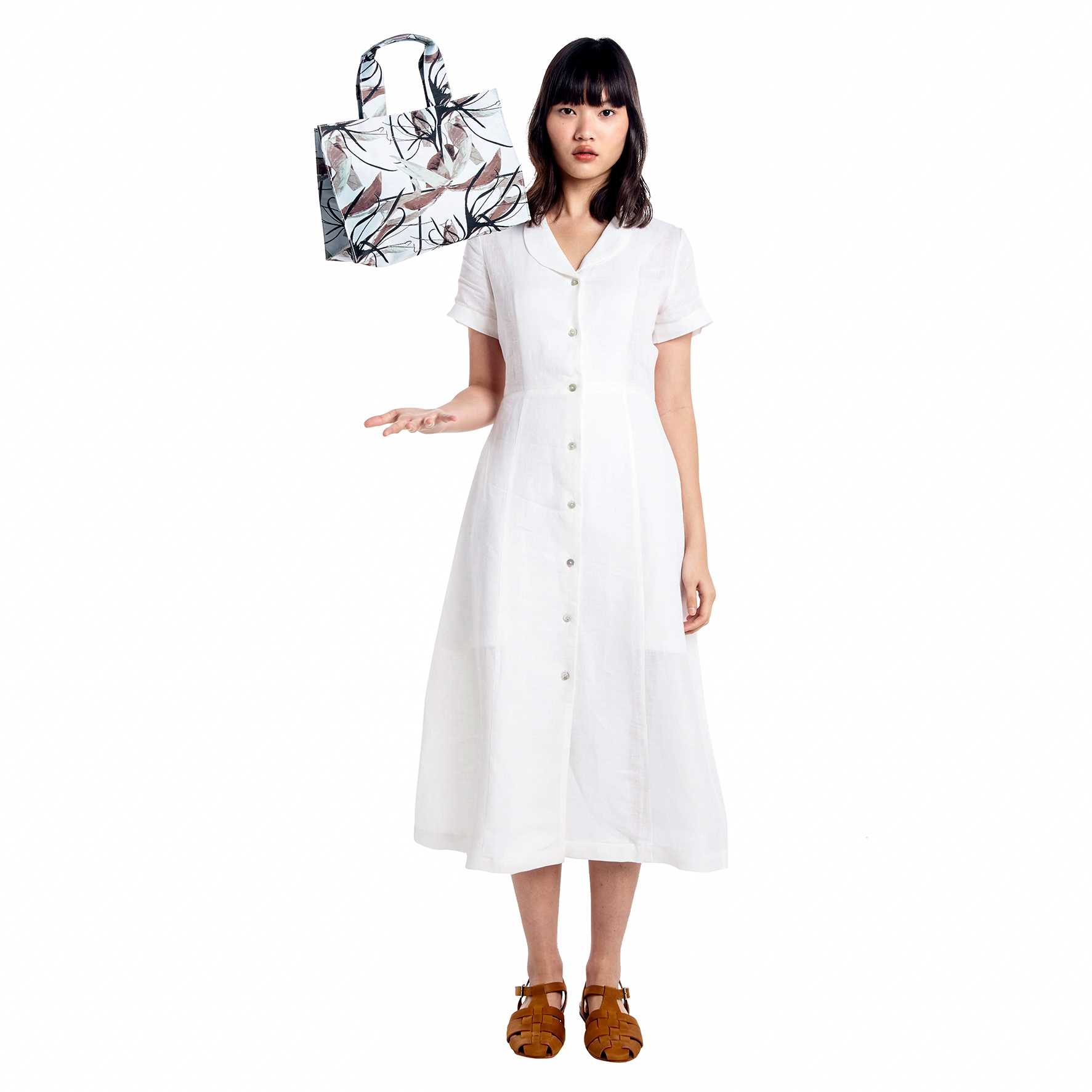 PHKA X OMT - Tote Bag Size S : Spider Lily Grid - White