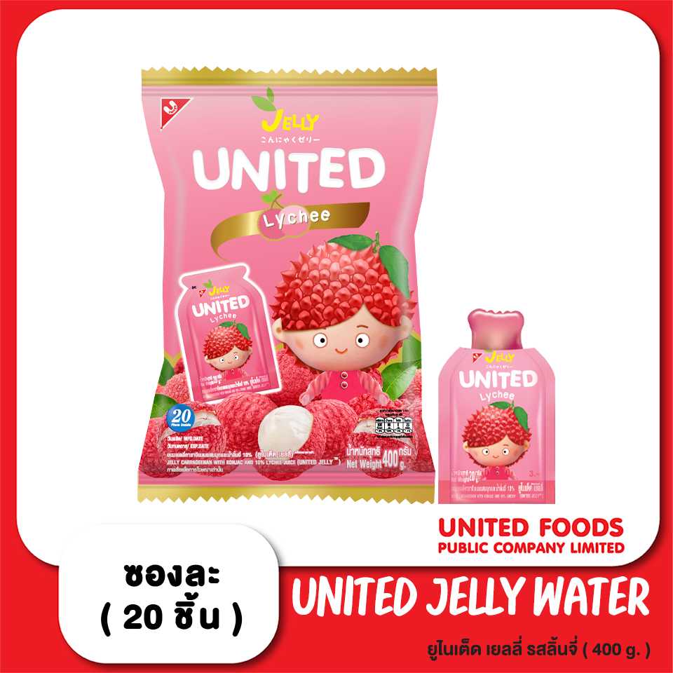 ยูไนเต็ด เยลลี่ รสลิ้นจี่ 400 g. 1x12x20