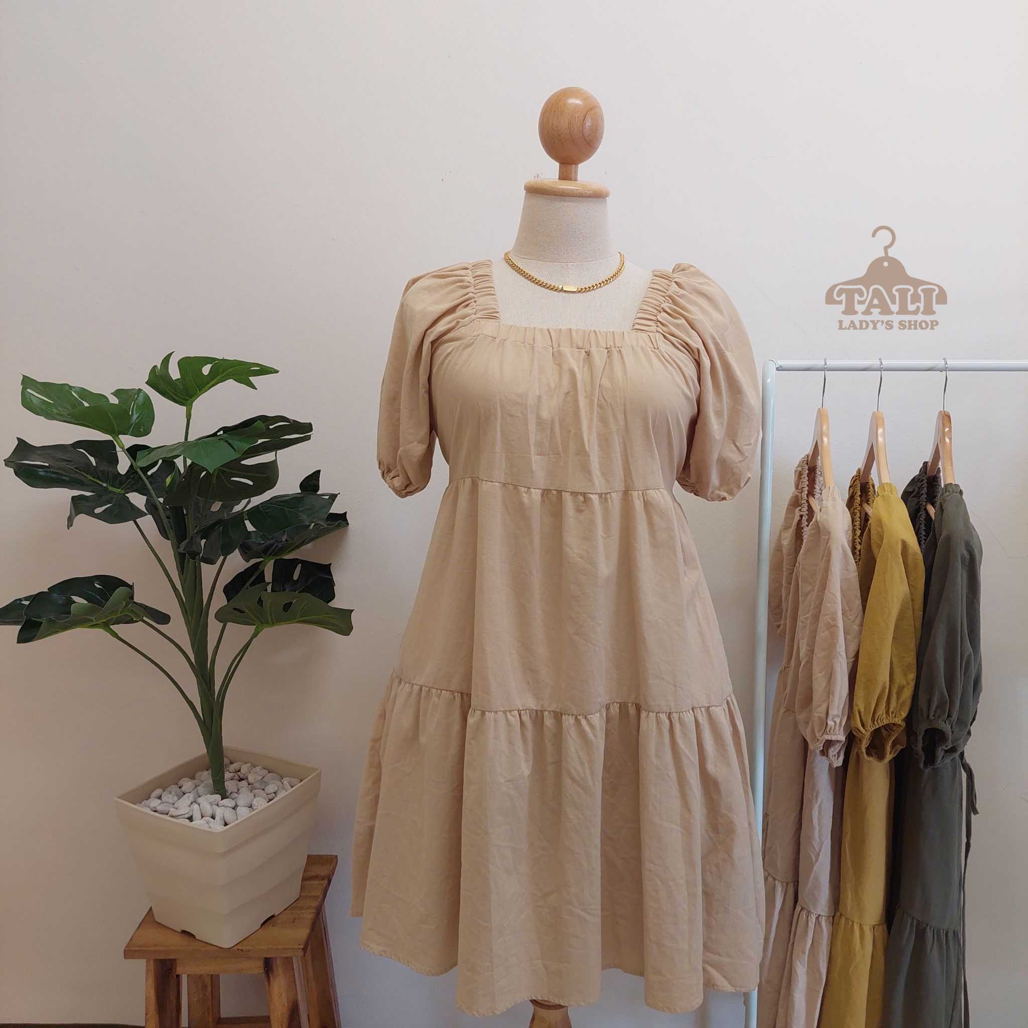 ชุดเดรสสาวอวบ เดรสสาวพลัสไซส์ BigSize สะโพกฟรีไซส์ [สีเหลือง]