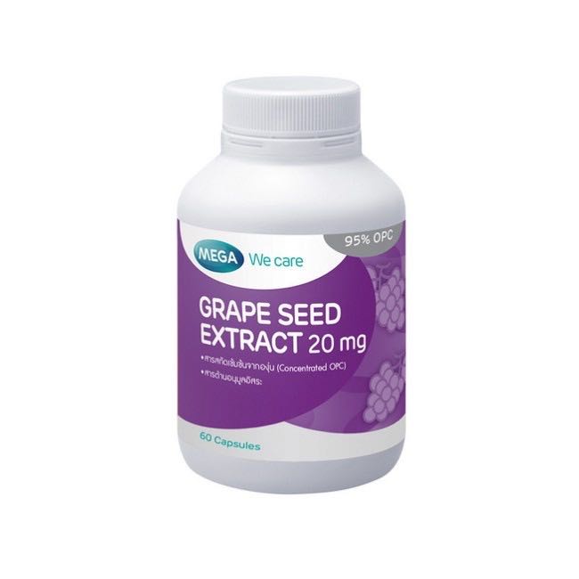 ￼Mega we care Grape Seed Extract  60 Capsules เมก้า วี แคร์ สารสกัดเมล็ดองุ่น 20 มก.