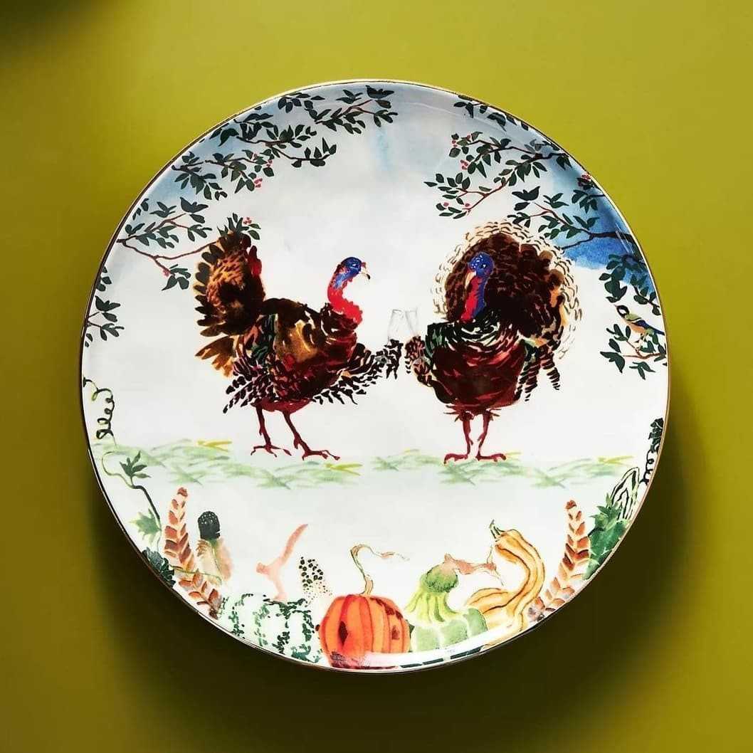 Inslee Side Turkey Dessert Plate // จานลายไก่ Anthropologie