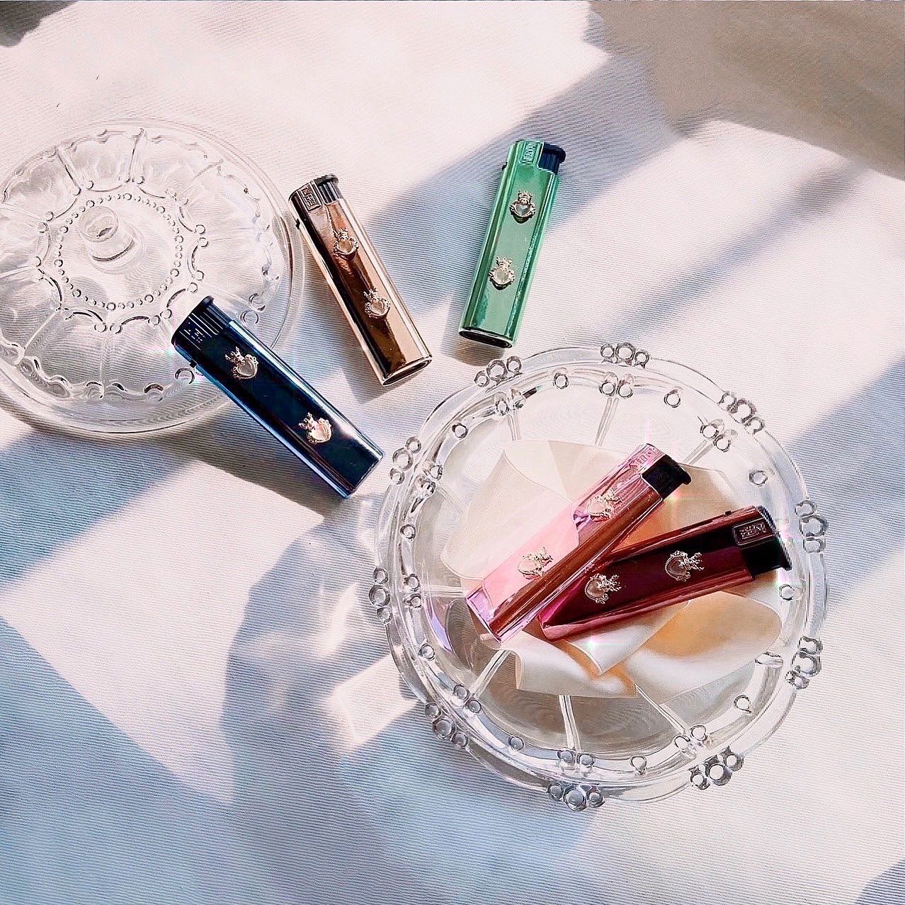 VANILLA CRYSTAL HEART TIARA LIGHTERS