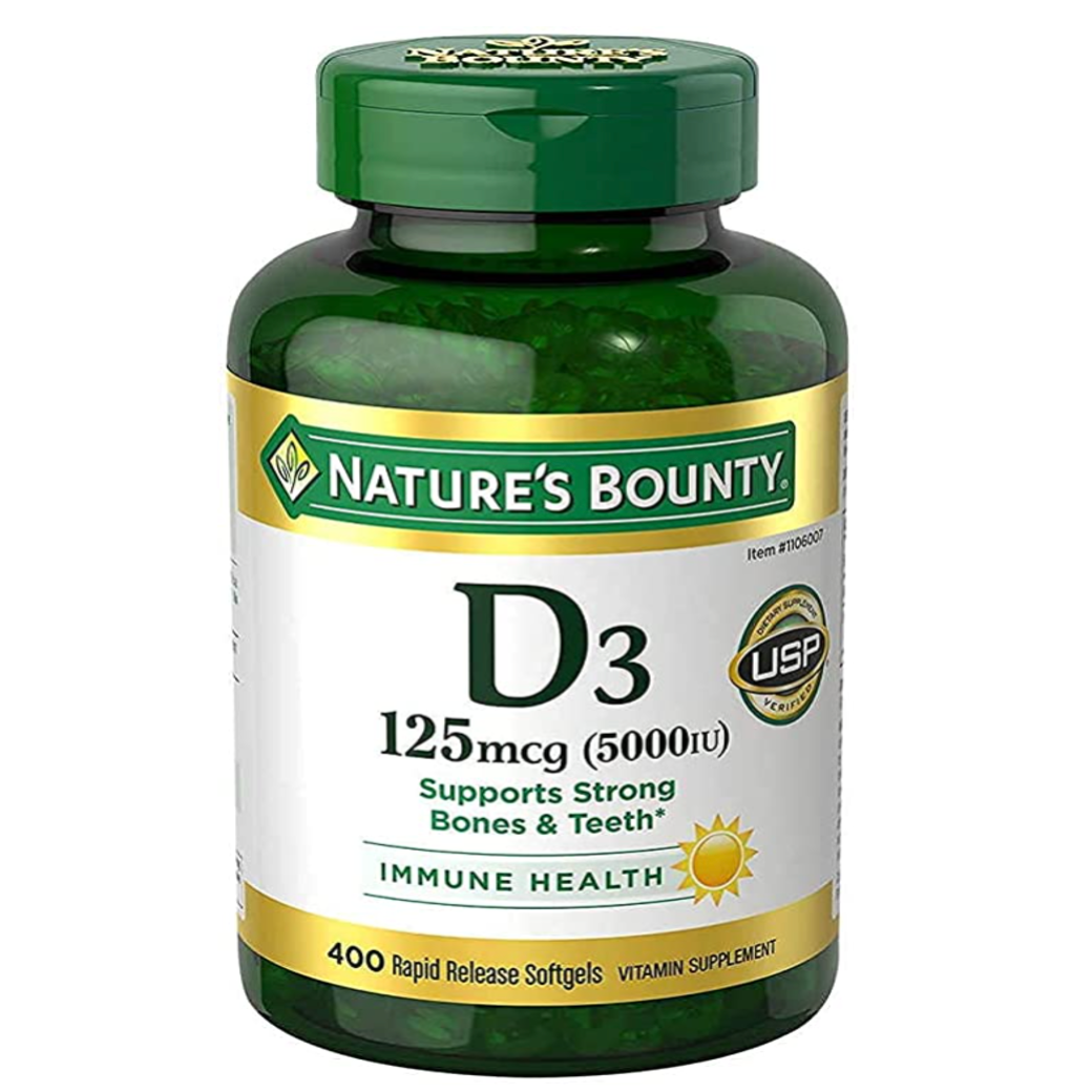 วิตามินD3 Nature's Bounty vitamin D3, 125 mcg 400 softgels เสริมสร้าง ความแข็งแรงของกระดูกและฟัน