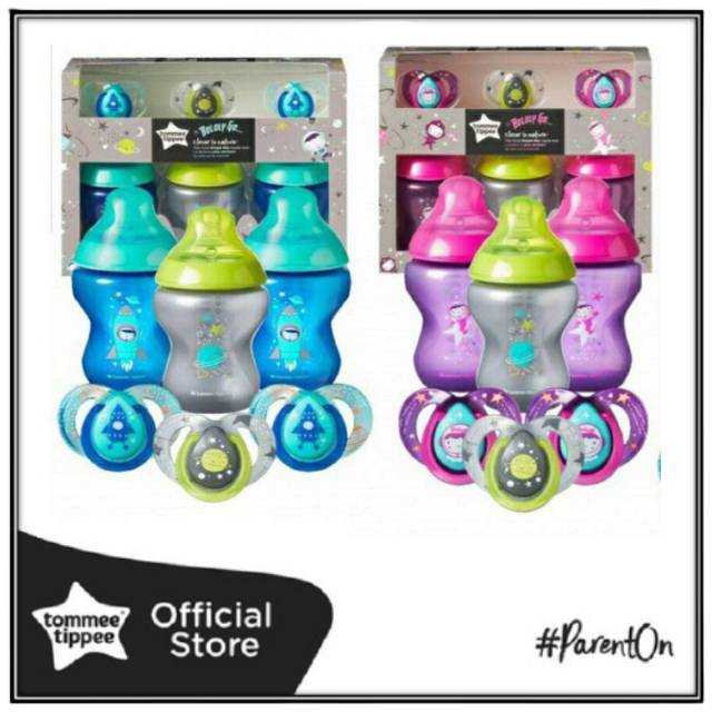 TommeeTippee CTN Boldly go baby bottles and soother set 3pk Boy/girl