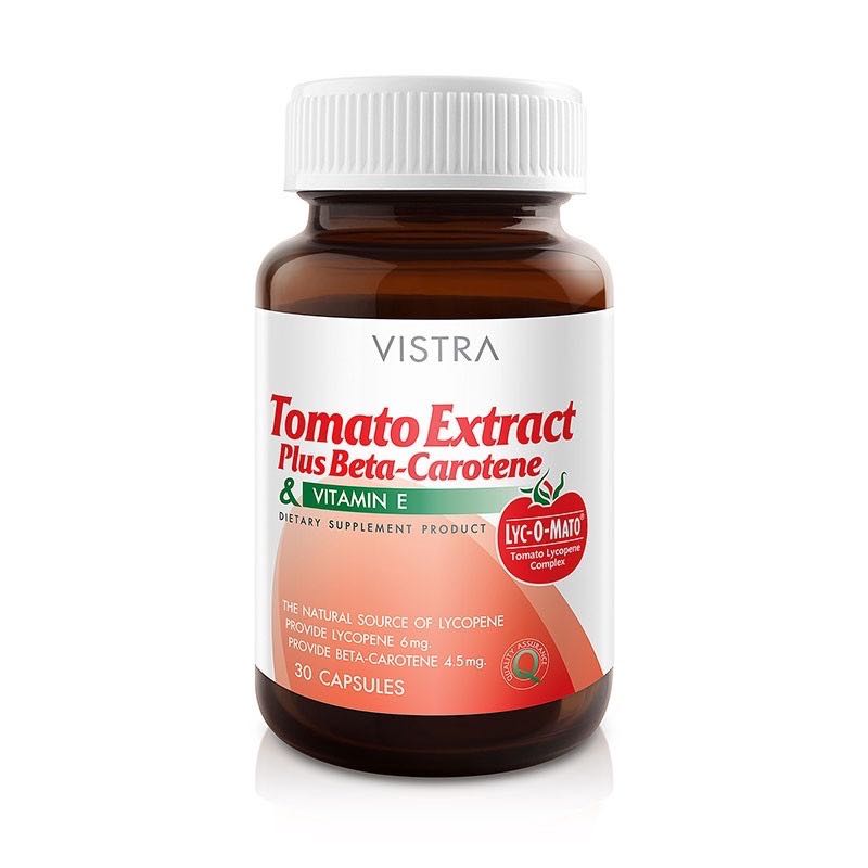 Vistra Tomato Extract Plus Beta-Carotene & Vitamin E สารสกัดจากมะเขือเทศ (30เม็ด)
