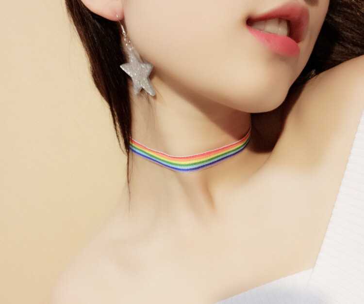 สร้อยคอสายรุ้ง LGBT choker ธงสีรุ้ง LGBTQ+ โชคเกอร์สีรุ้ง โชคเกอร์ชาวLGBT สร้อยคอLGBT Rainbow