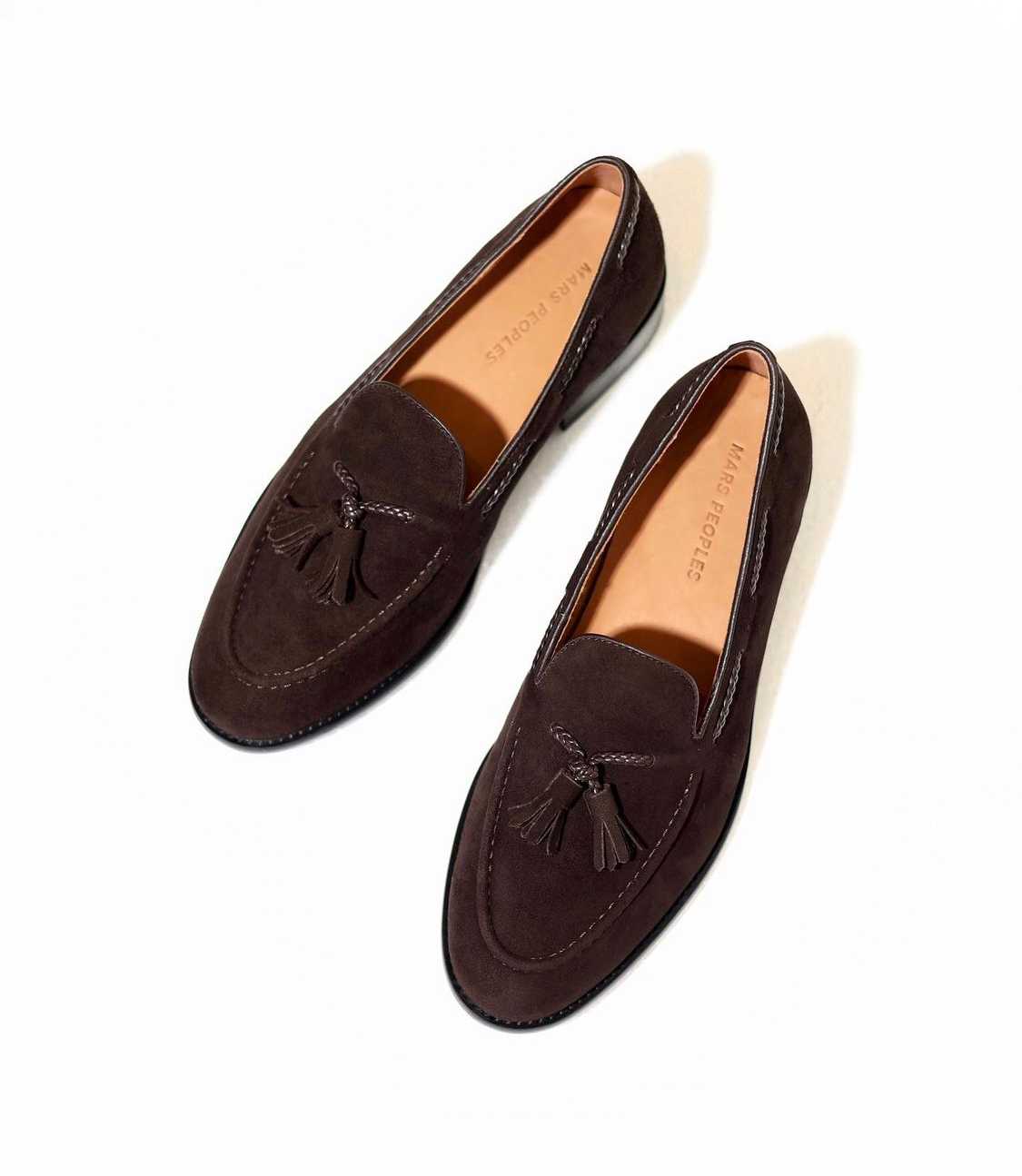 Tassel Loafers - Dark brown suede, Plait