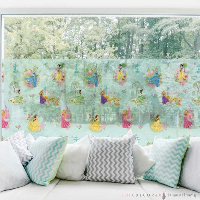 สติ๊กเกอร์ฝ้าติดกระจก ลายเจ้าหญิงสีเขียว Disney Princess 2 รุ่น DPG-33208 กว้าง100ซม ยาวเมตรละ