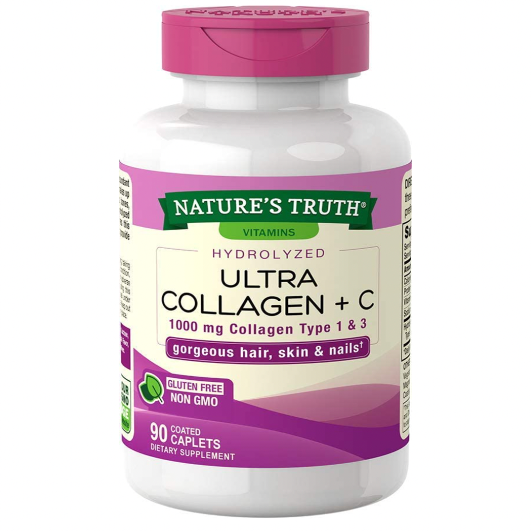 บำรุงให้ผิวพรรณดูใส ดูอ่อนวัย Nature's Truth Hydrolyzed Collagen Type 1 & 3 1000mg Plus Vitamin C
