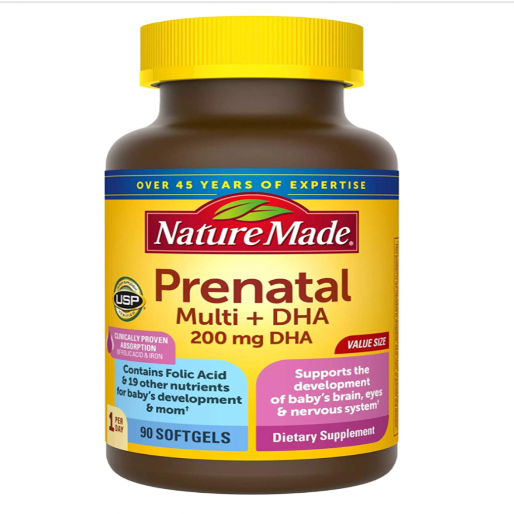 Nature Made Prenatal Multi + DHA สนับสนุนการพัฒนาทางสมองของเด็ก ระบบประสาท กระดูก และดวงตา