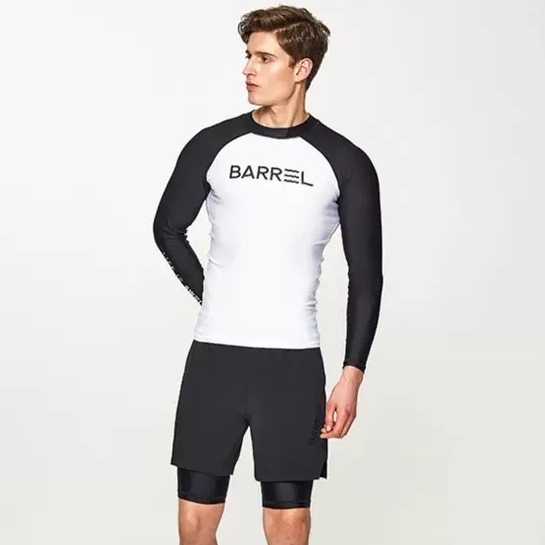 Men Basic Rashguard ทรงรัดรูป WHITE BLACK