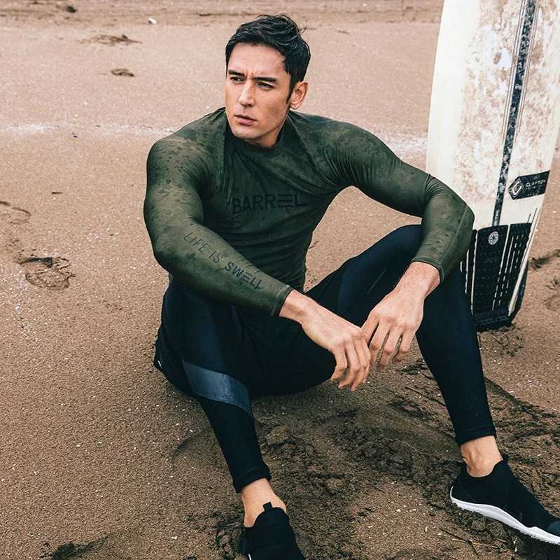 Men Basic Rashguard ทรงรัดรูป KHAKI