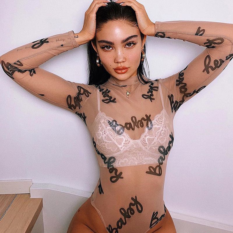 BABY Brown See-Through Bodysuit 