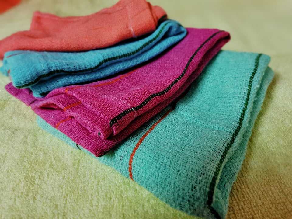 ผ้าขนหนูอเนกประสงค์ลายริ้วขนาด 12×25 cm. เหมาะสำหรับเช็ดมือ เช็ดโต๊ะ แบบบางแห้งไว แพ็คละ12ผืน